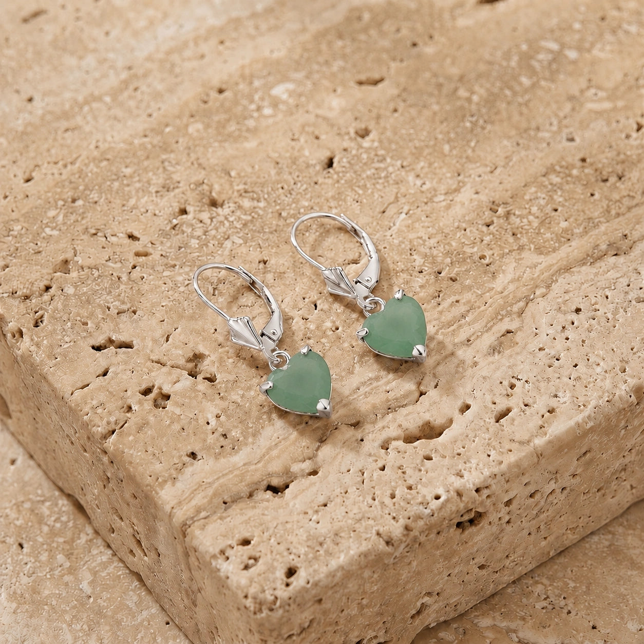 White Gold Eternal Earrings Emerald 10K — Perla