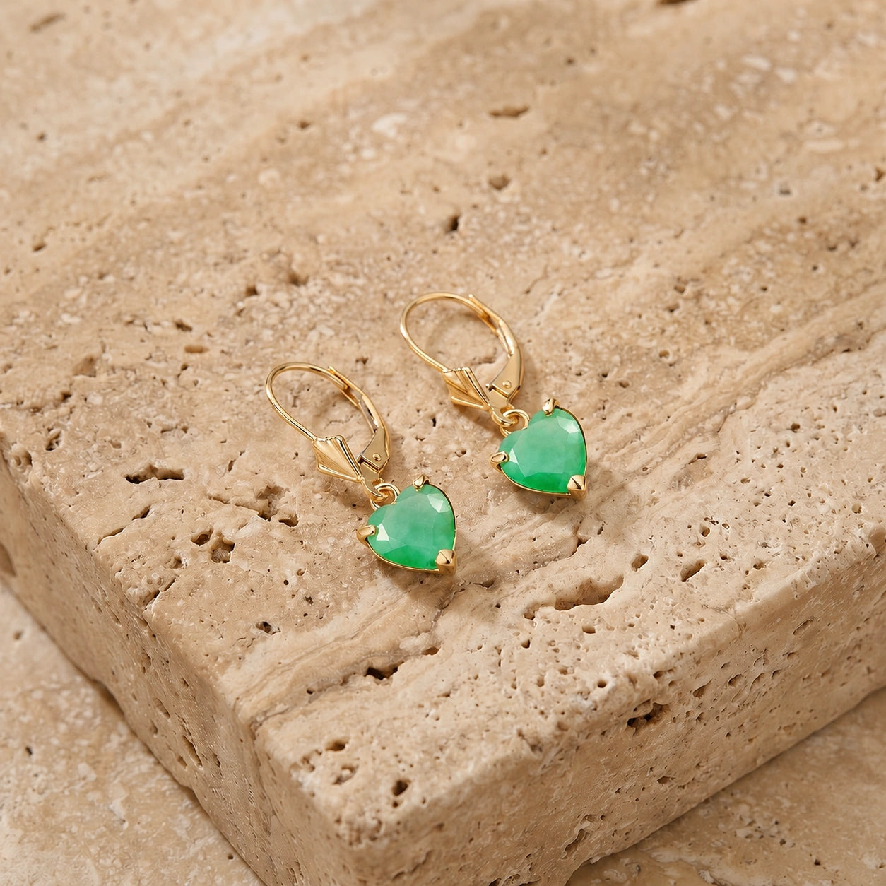 Yellow Gold Eternal Earrings Emerald 10K — Perla