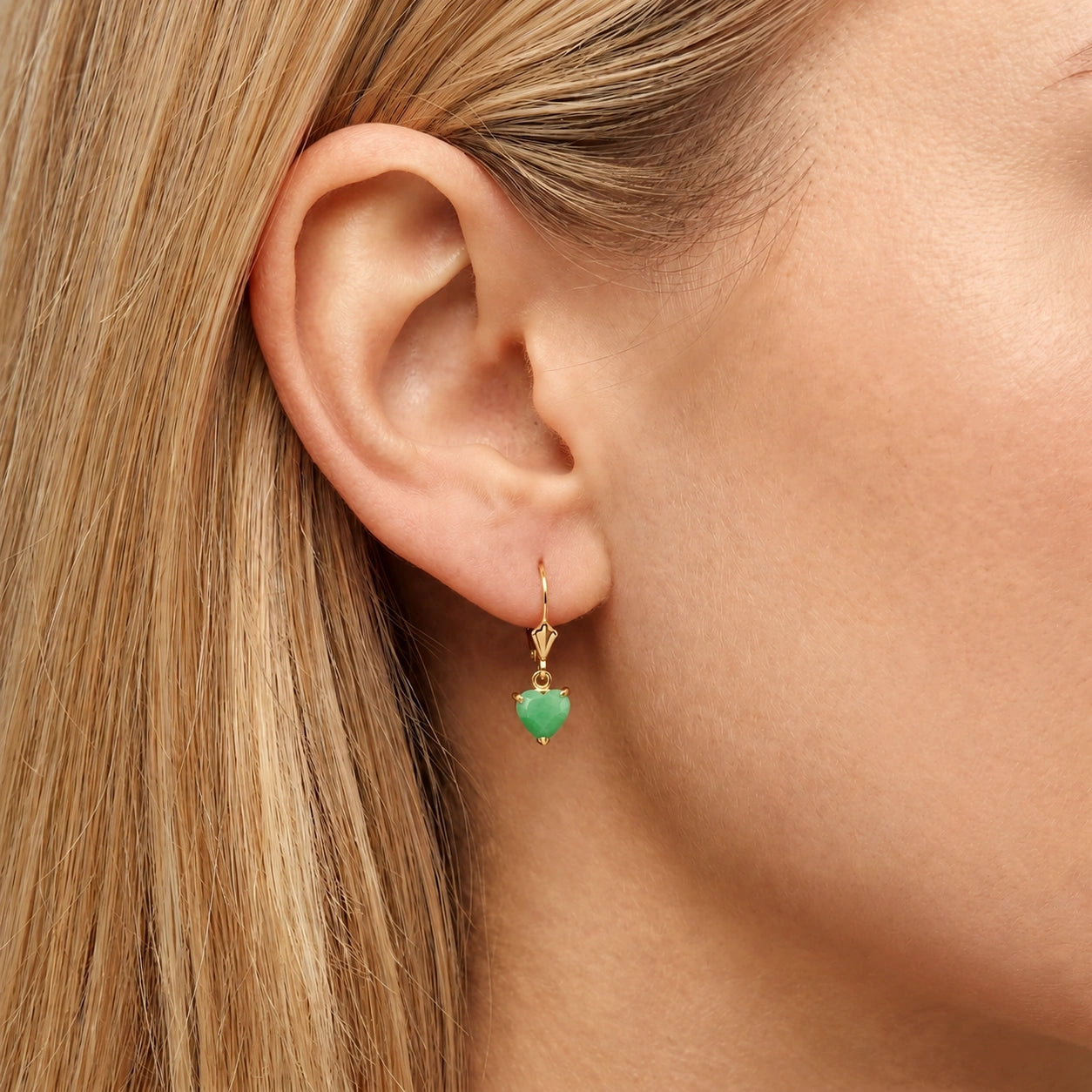 Yellow Gold Eternal Earrings Emerald 10K — Perla