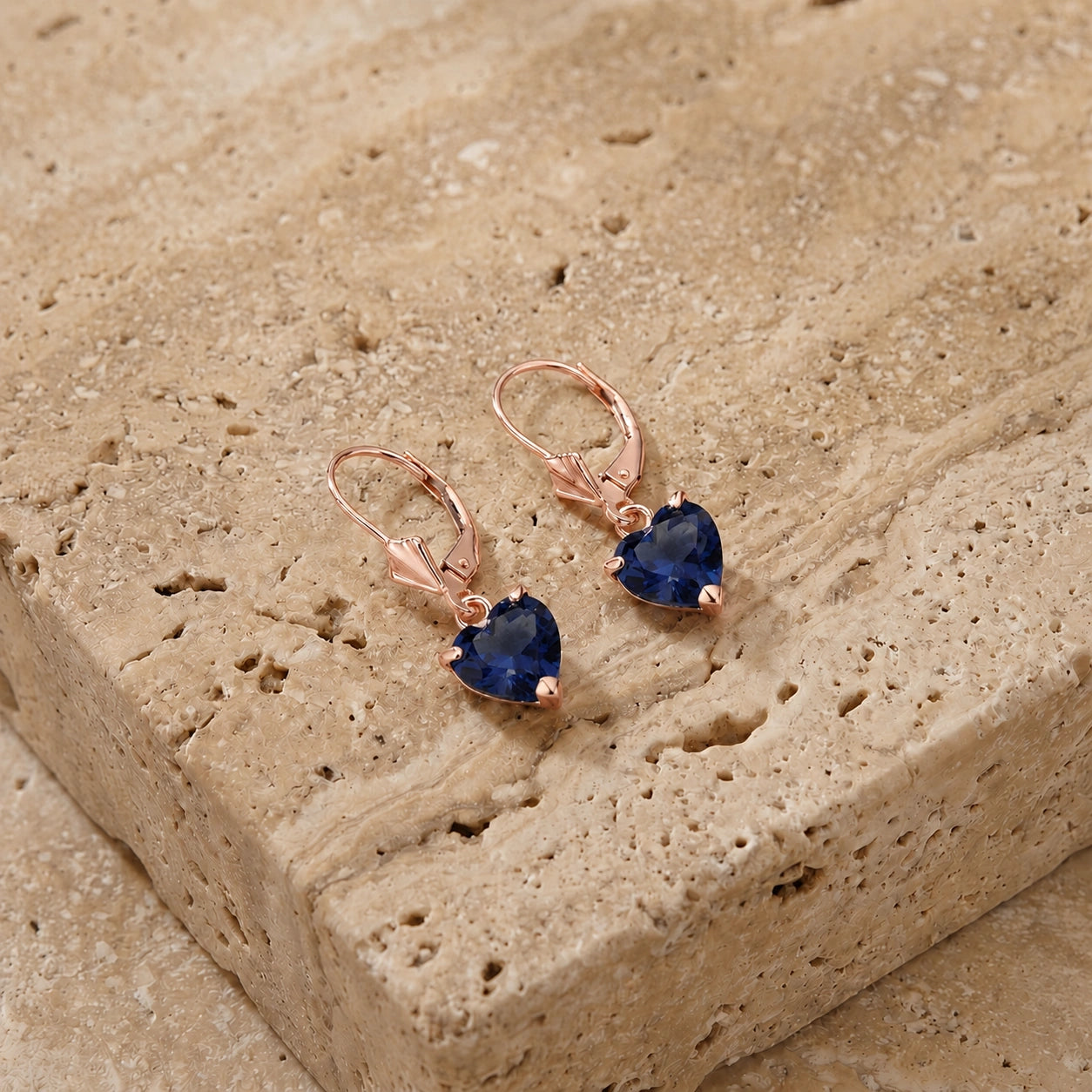 Rose Gold Eternal Earrings Sapphire 10K — Perla