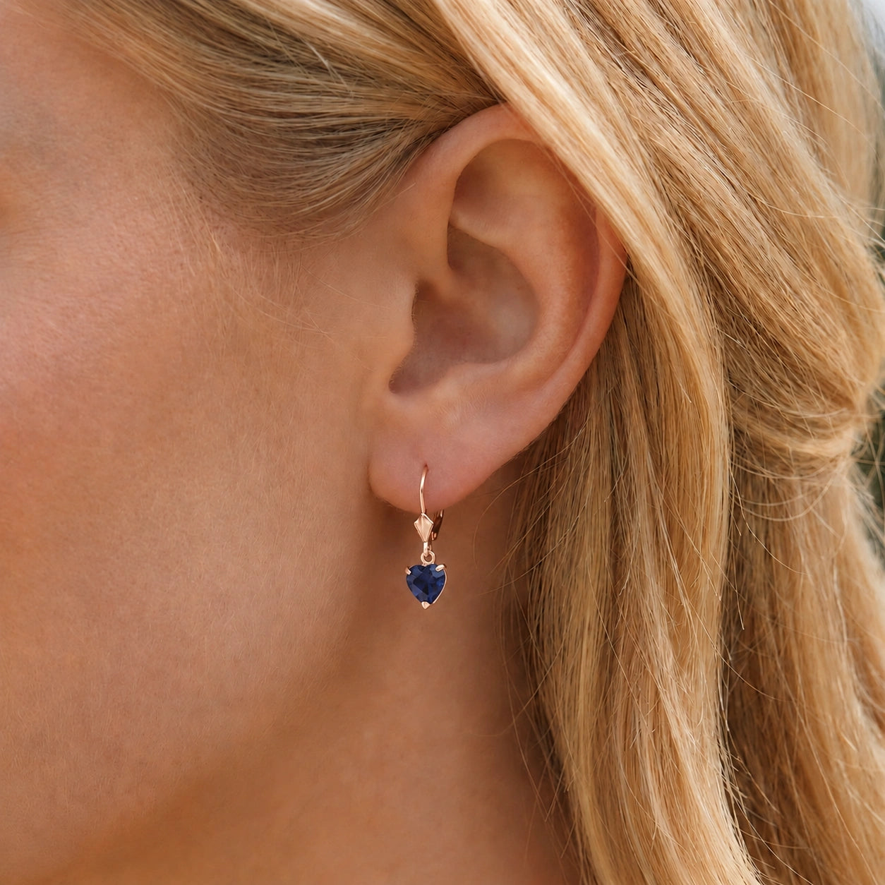 Rose Gold Eternal Earrings Sapphire 10K — Perla