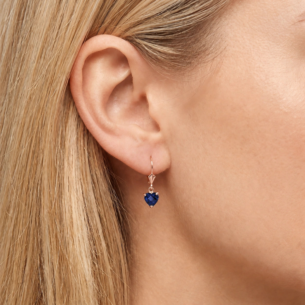 Rose Gold Eternal Earrings Sapphire 10K — Perla