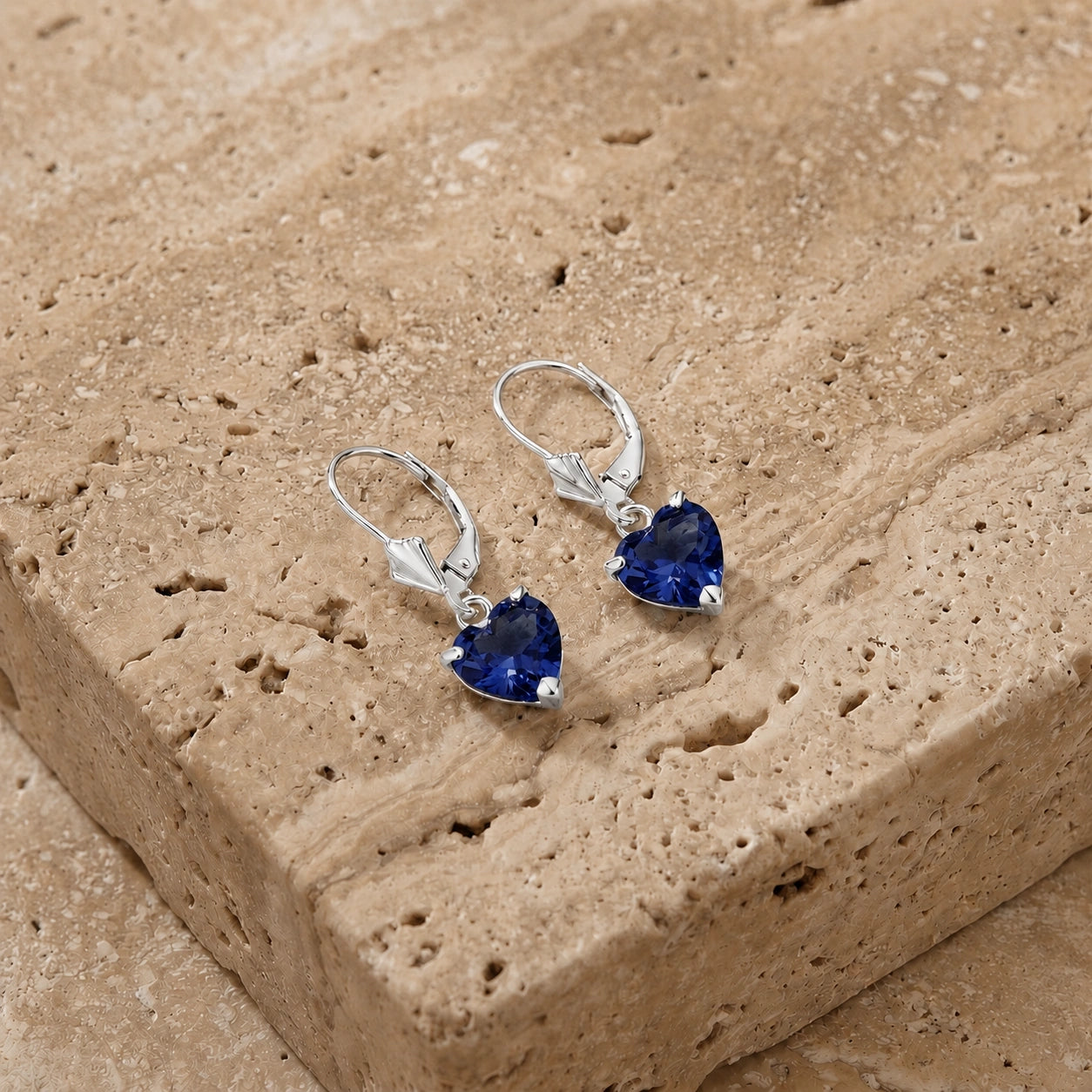 White Gold Eternal Earrings Sapphire 10K — Perla