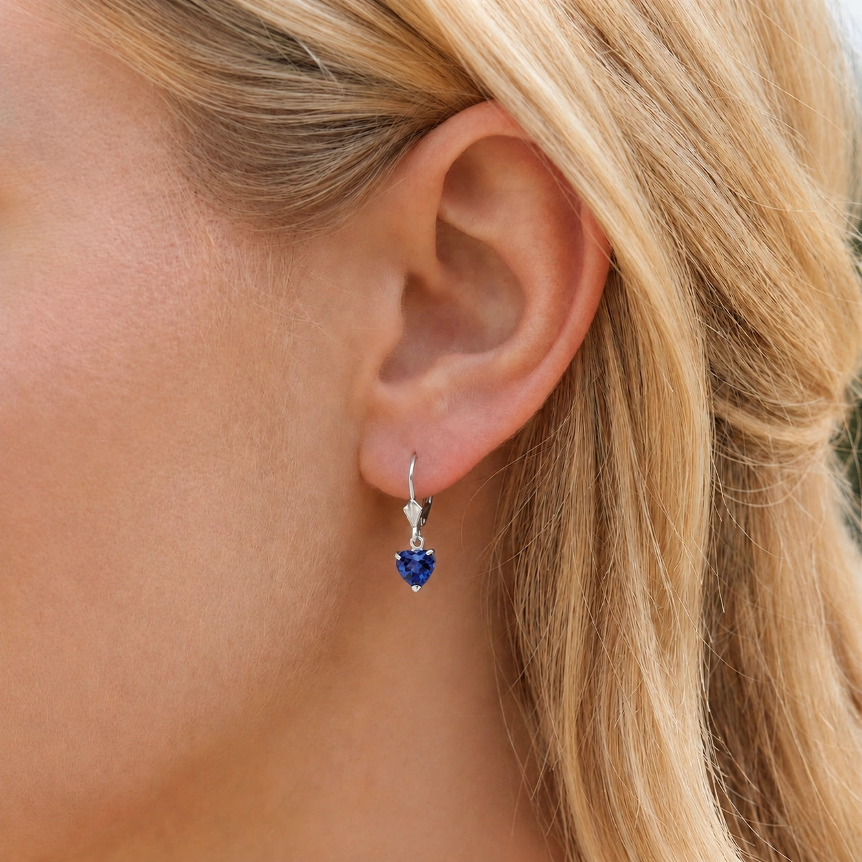 White Gold Eternal Earrings Sapphire 10K — Perla