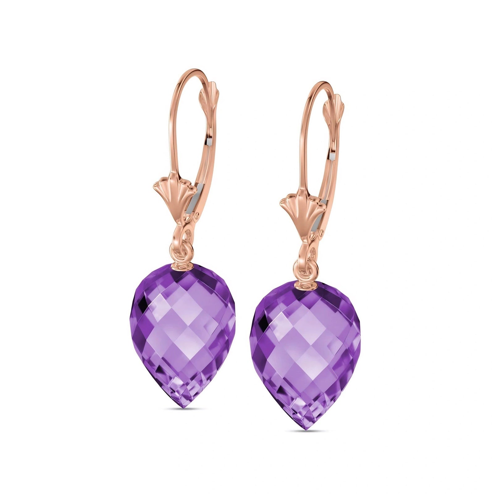 Rose Gold Earrings Amethyst 10K — Ifigenia