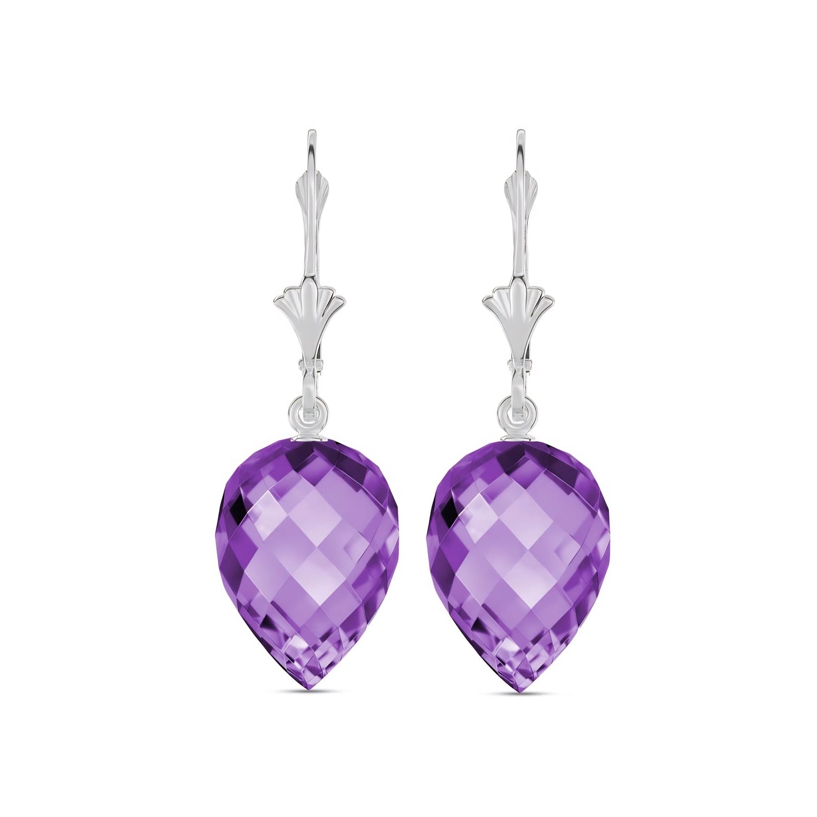 White Gold Earrings Amethyst 10K — Ifigenia