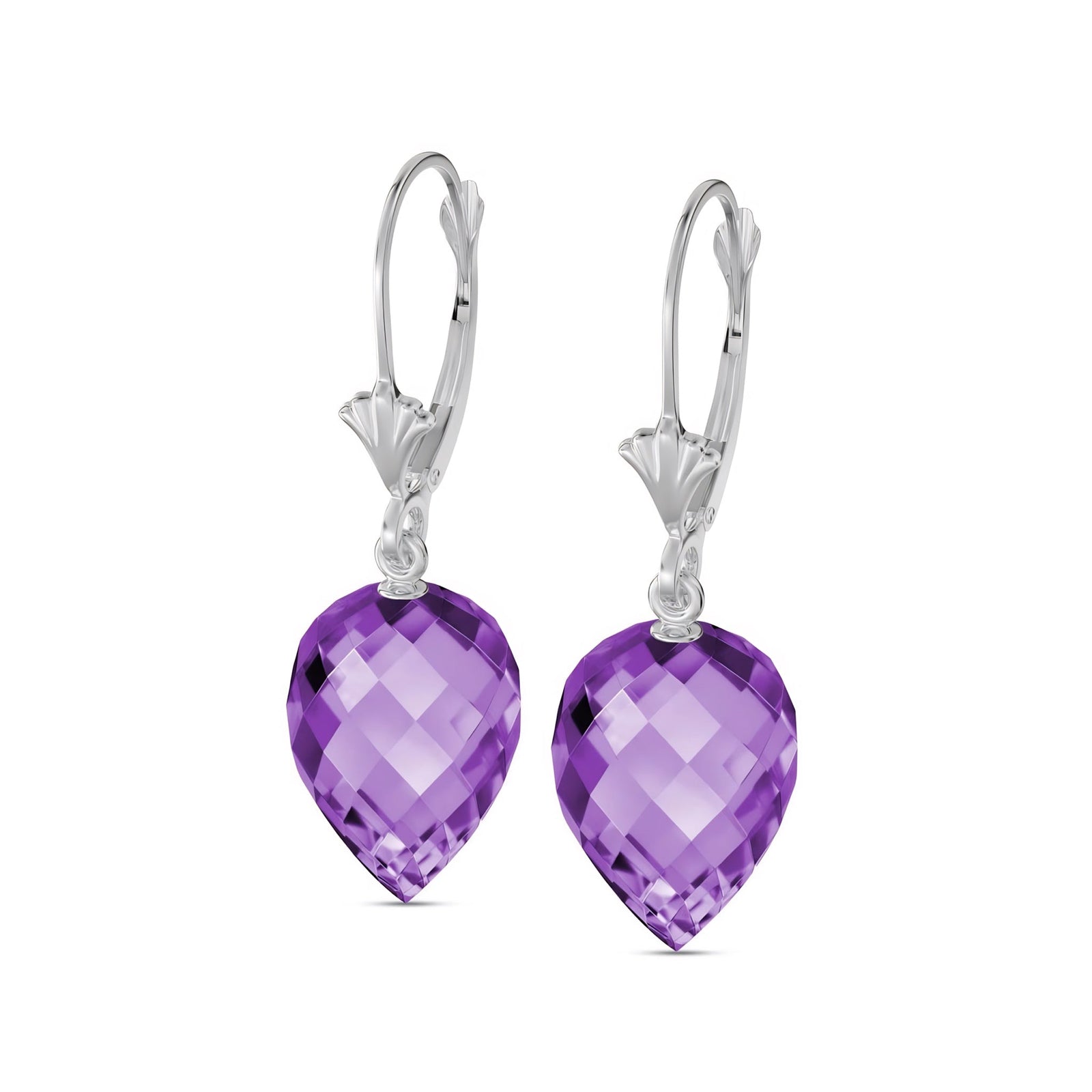 White Gold Earrings Amethyst 10K — Ifigenia