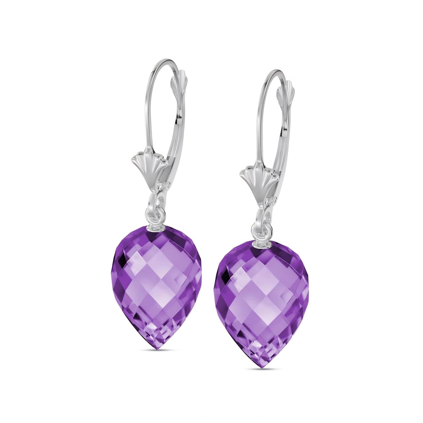 White Gold Earrings Amethyst 10K — Ifigenia