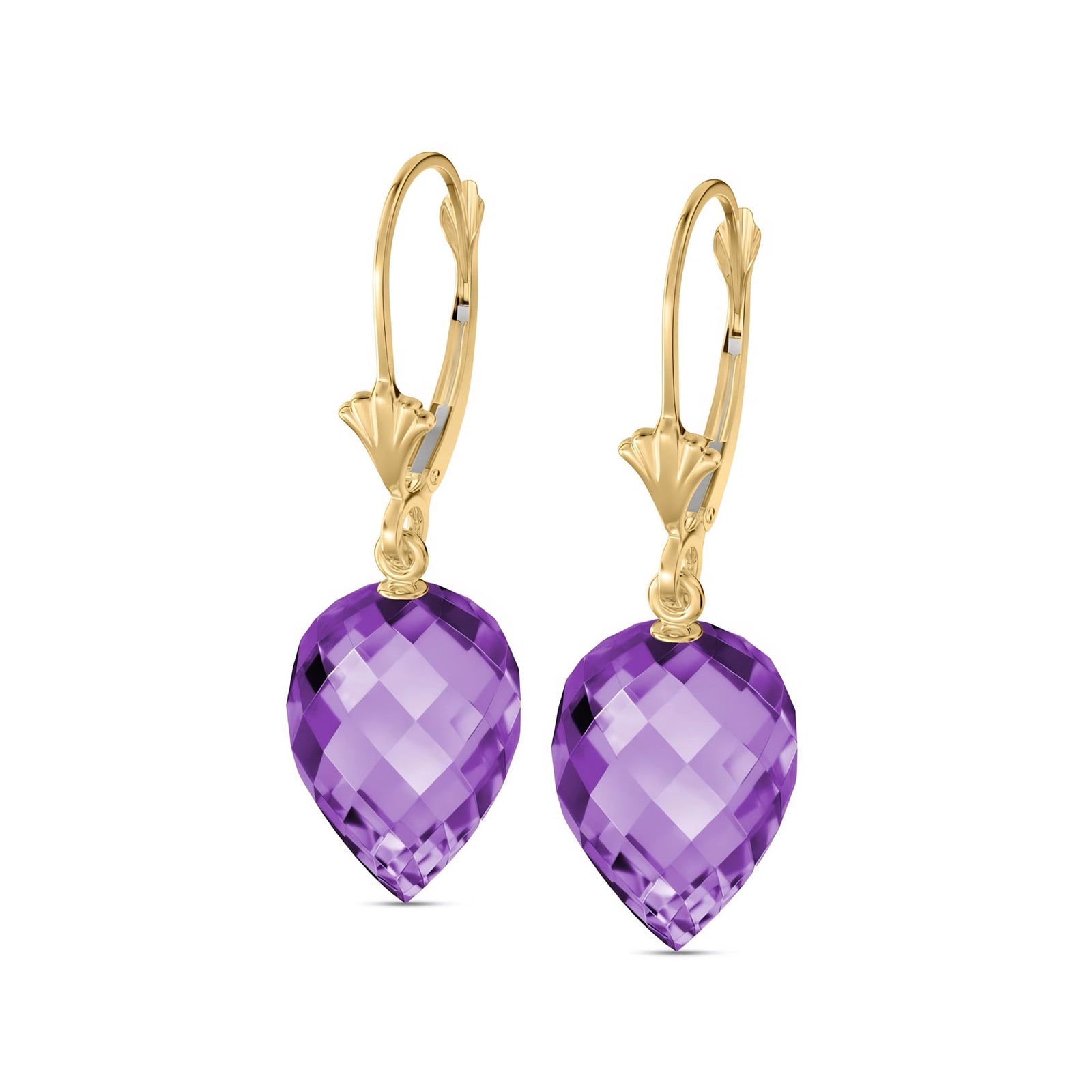 Yellow Gold Earrings Amethyst 10K — Ifigenia