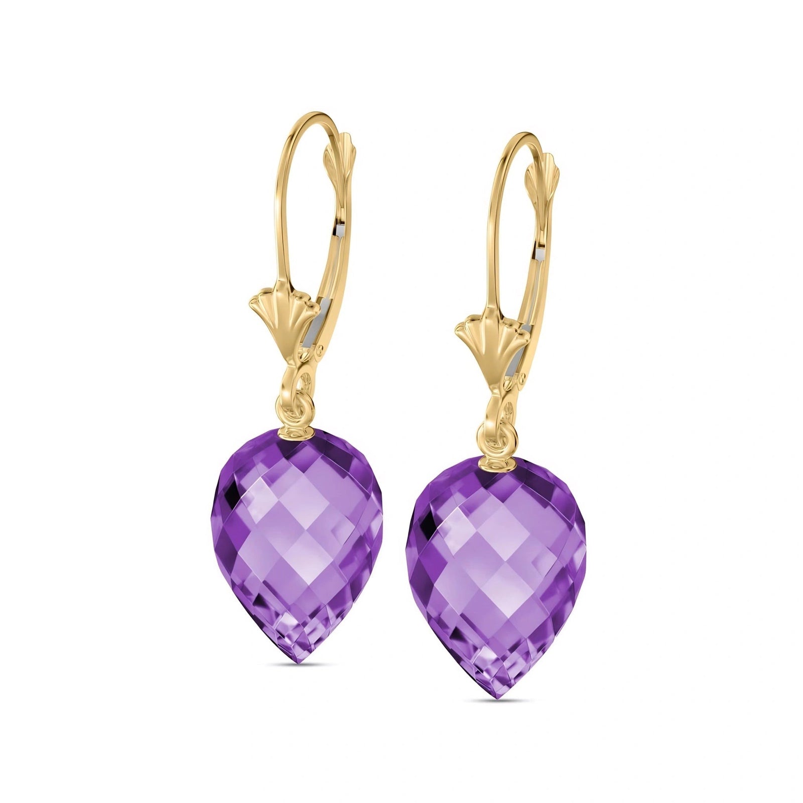 Yellow Gold Earrings Amethyst 10K — Ifigenia