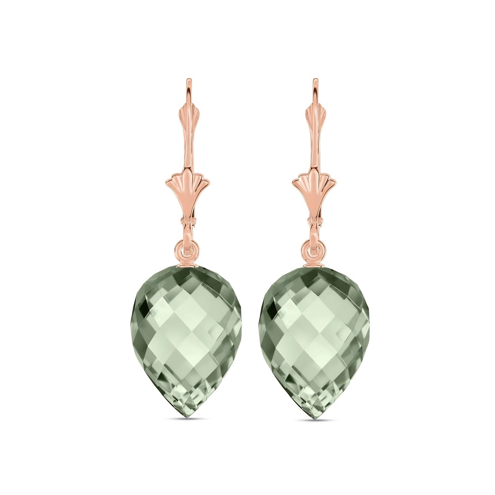 Rose Gold Earrings Green Amethyst 10K — Ifigenia