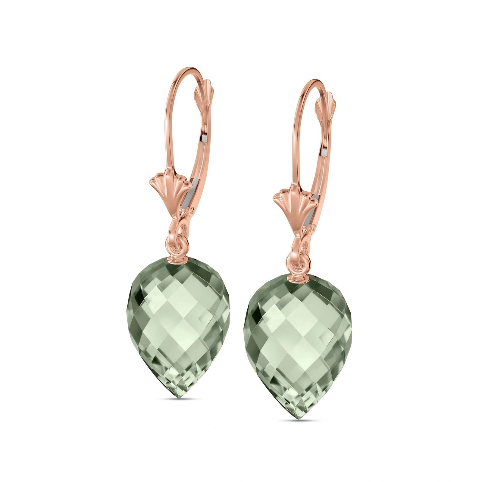 Rose Gold Earrings Green Amethyst 10K — Ifigenia
