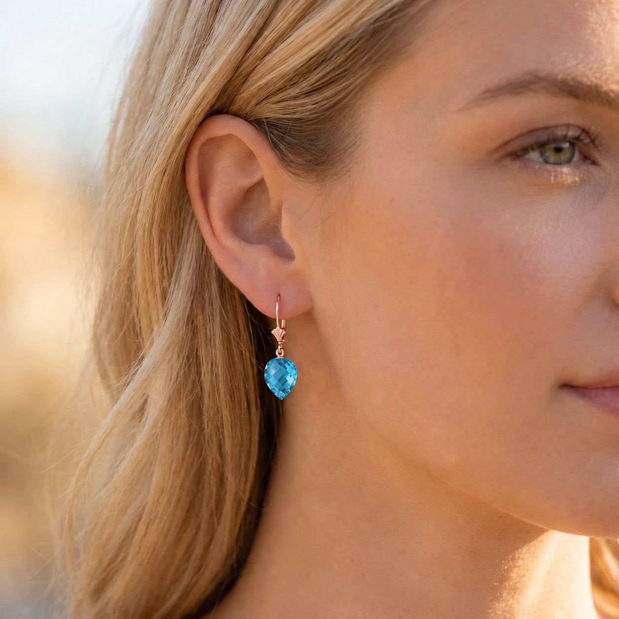 Rose Gold Earrings Green Amethyst 10K — Ifigenia