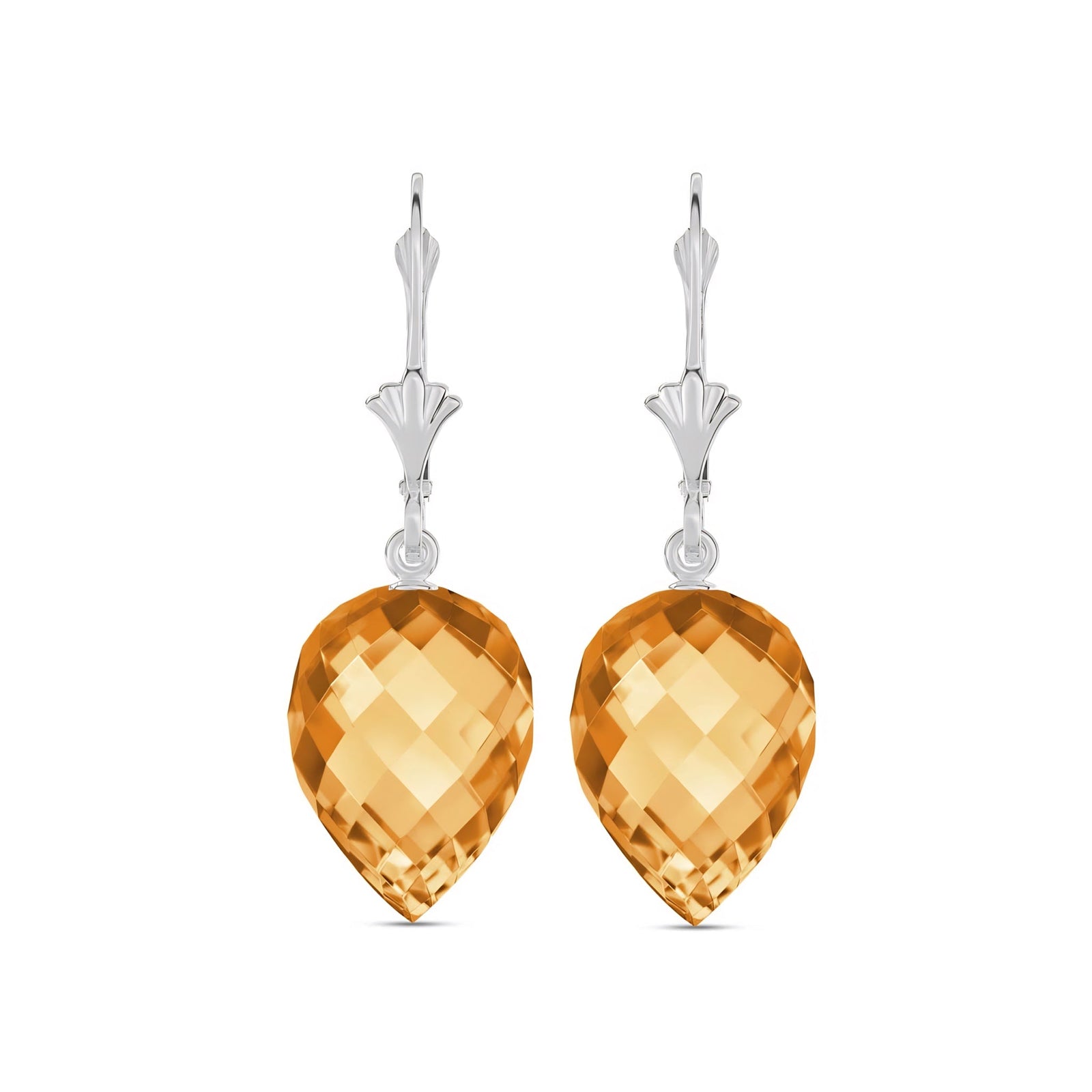 White Gold Earrings Citrine 10K — Ifigenia