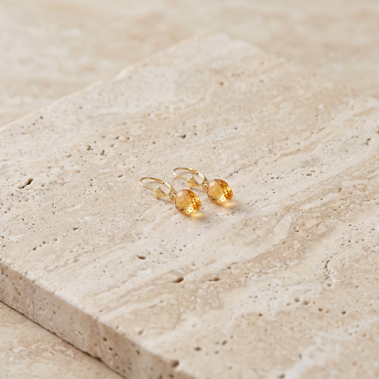 Yellow Gold Earrings Citrine 10K — Ifigenia
