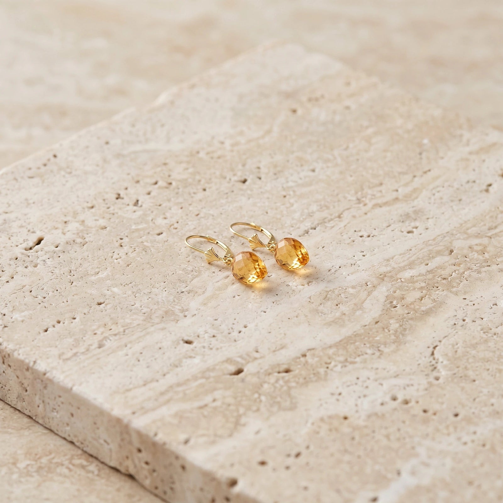 Yellow Gold Earrings Citrine 10K — Ifigenia