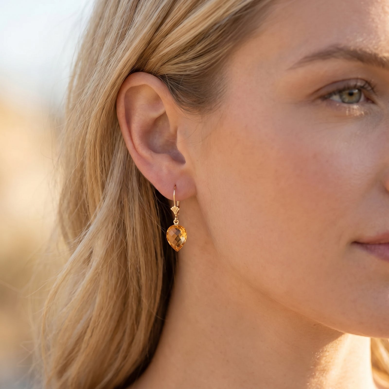 Yellow Gold Earrings Citrine 10K — Ifigenia