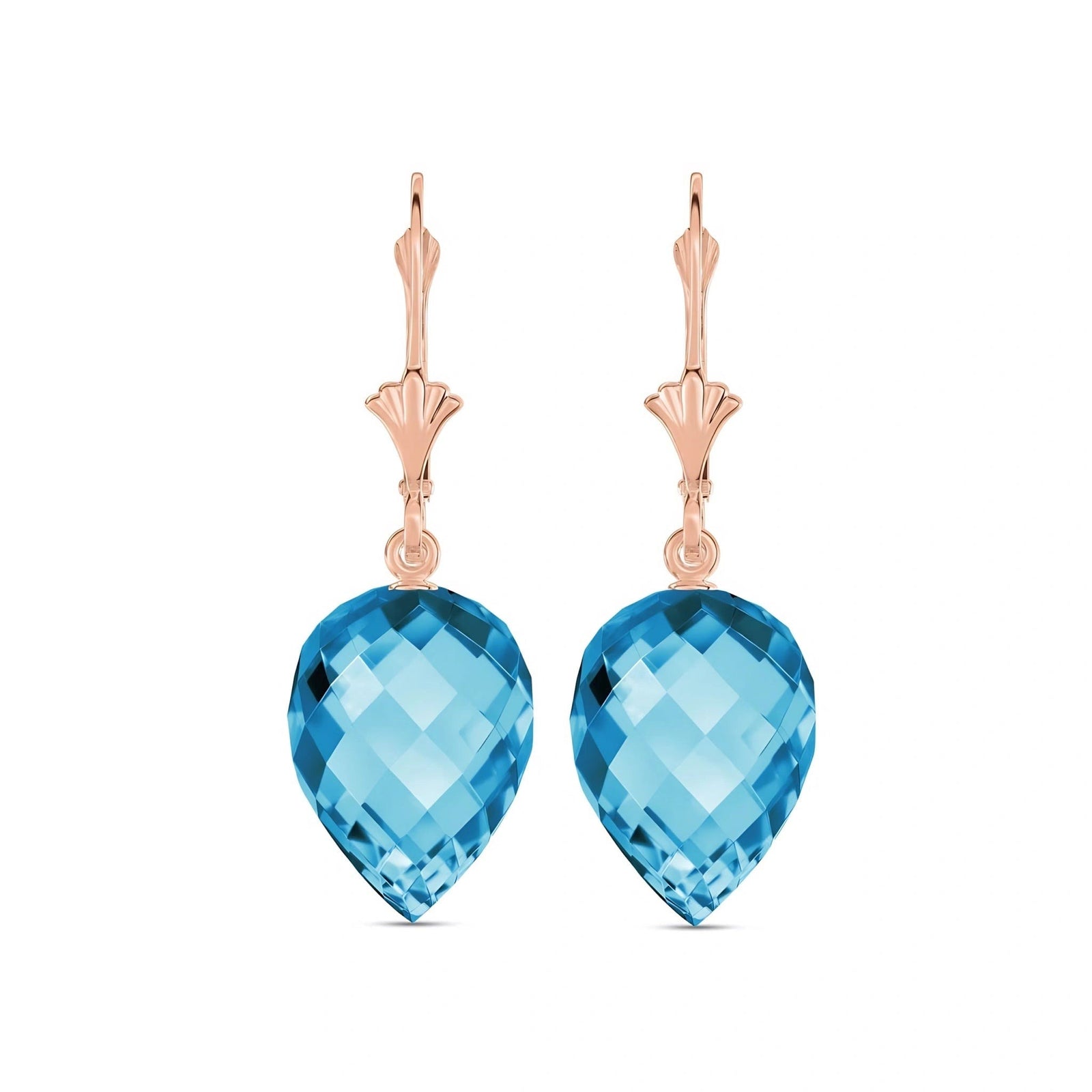 Rose Gold Earrings Blue Topaz 10K — Ifigenia