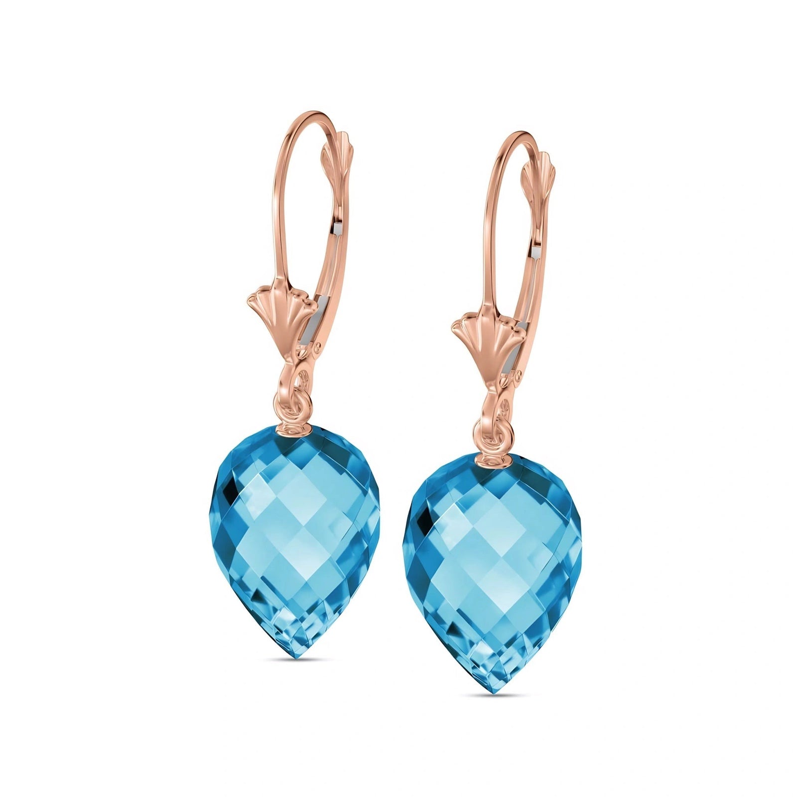 Rose Gold Earrings Blue Topaz 10K — Ifigenia