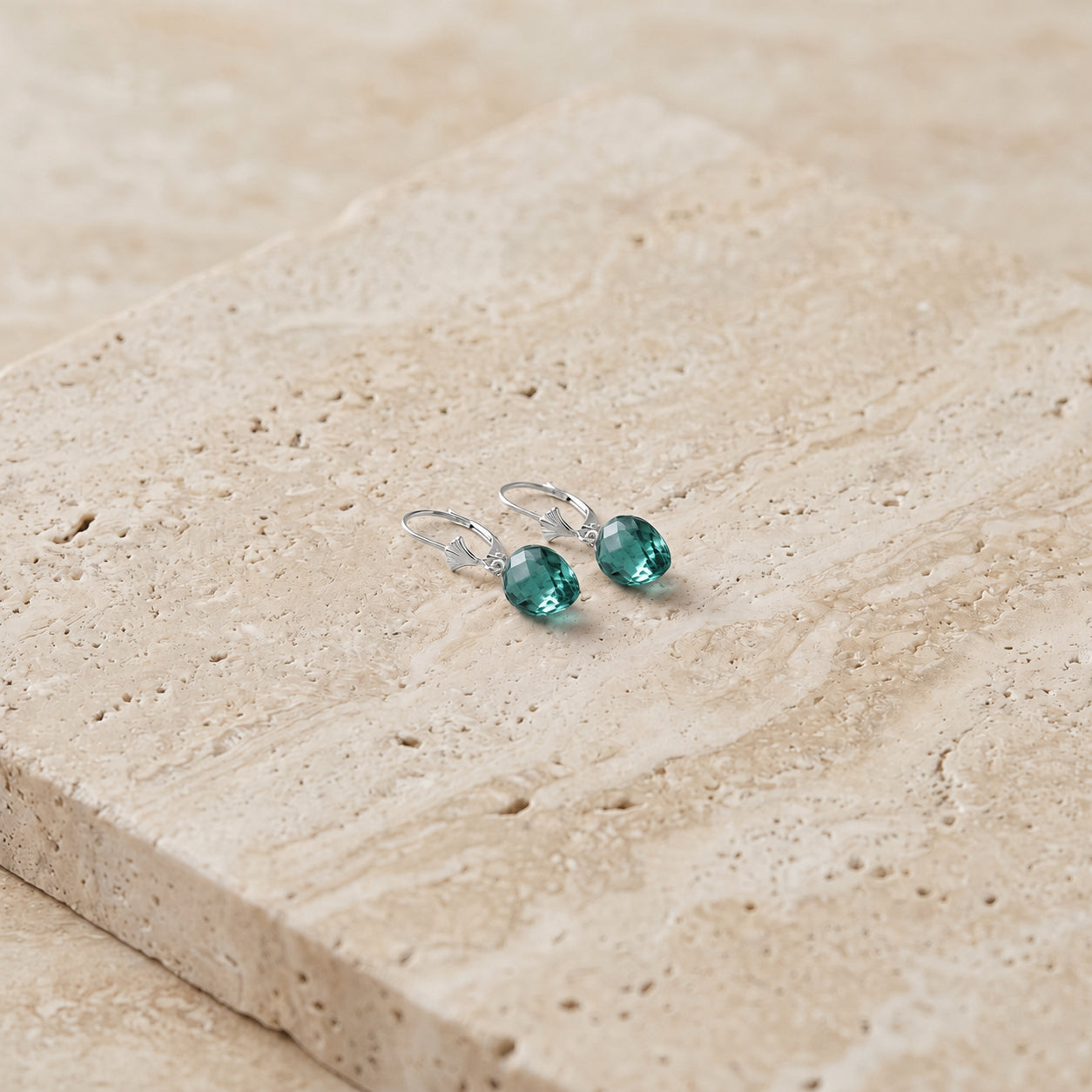 White Gold Earrings Blue Topaz 10K — Ifigenia