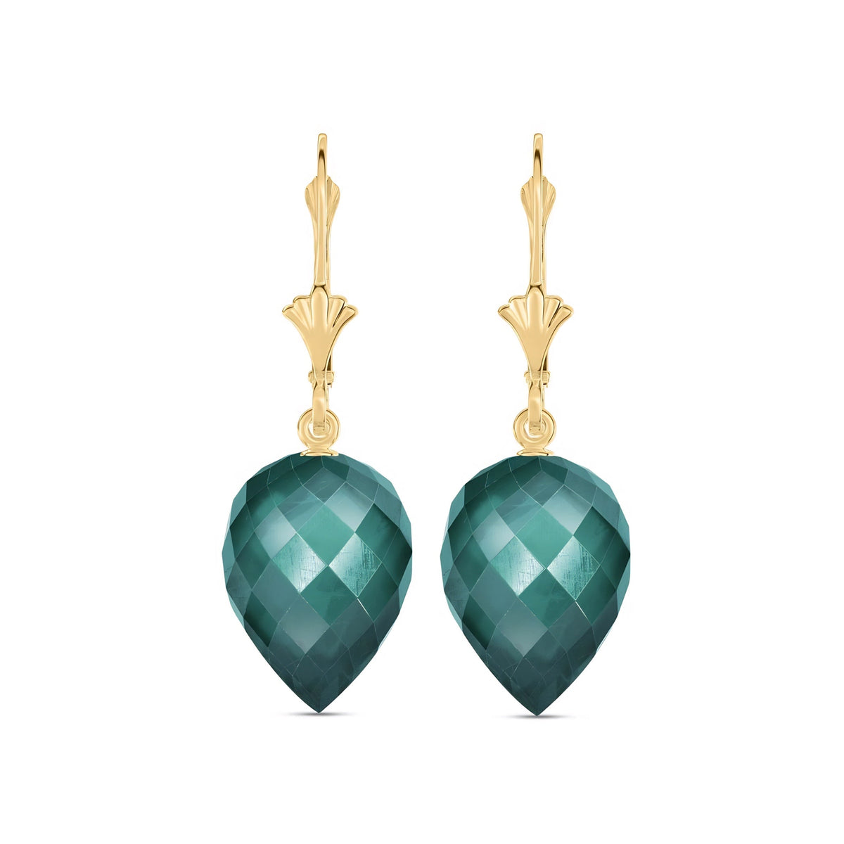 Yellow Gold Earrings Blue Topaz 10K — Ifigenia