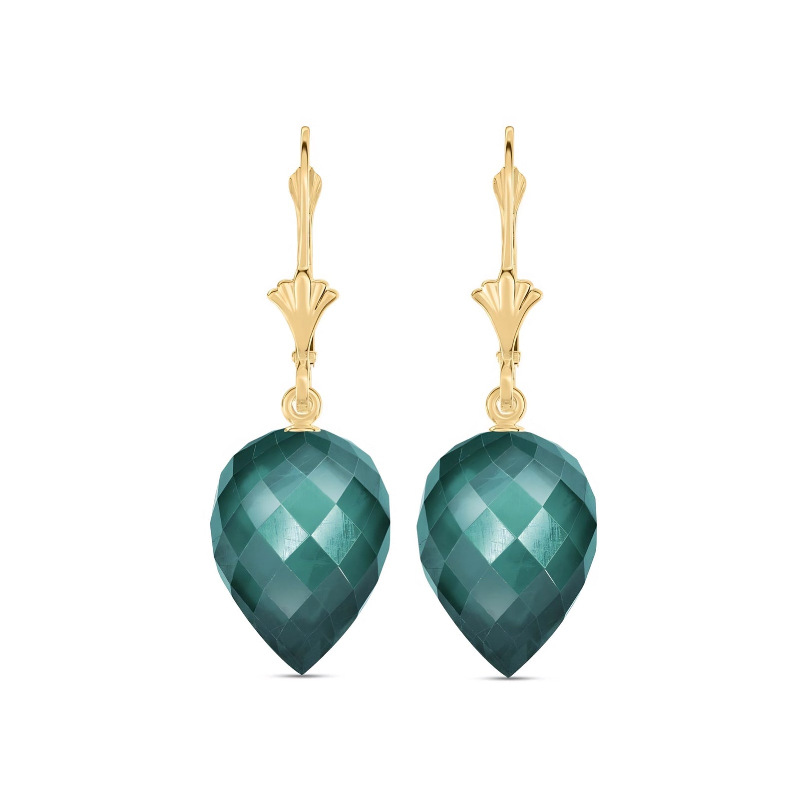 Yellow Gold Earrings Blue Topaz 10K — Ifigenia