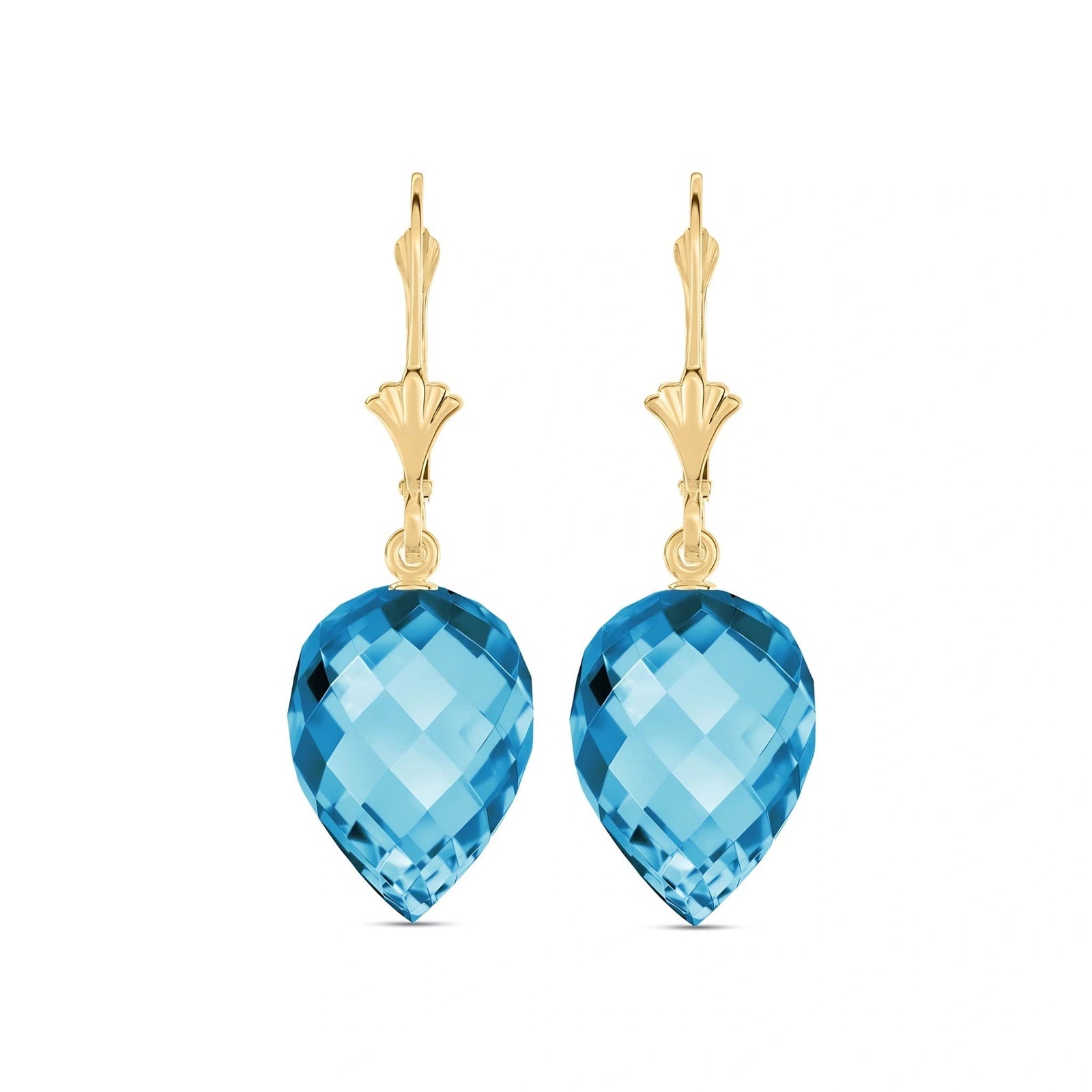 Yellow Gold Earrings Blue Topaz 10K — Ifigenia