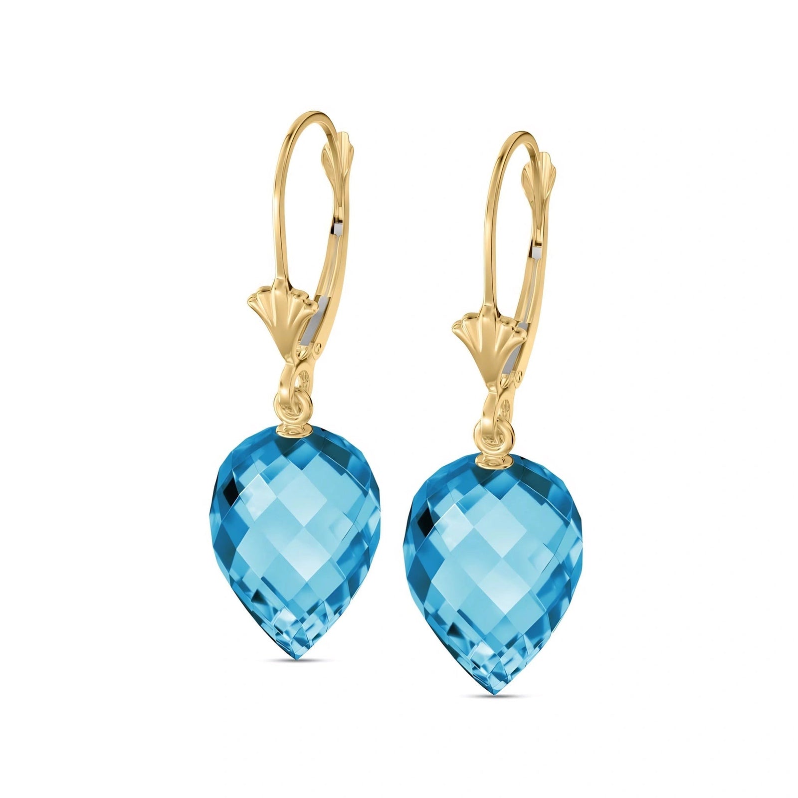 Yellow Gold Earrings Blue Topaz 10K — Ifigenia
