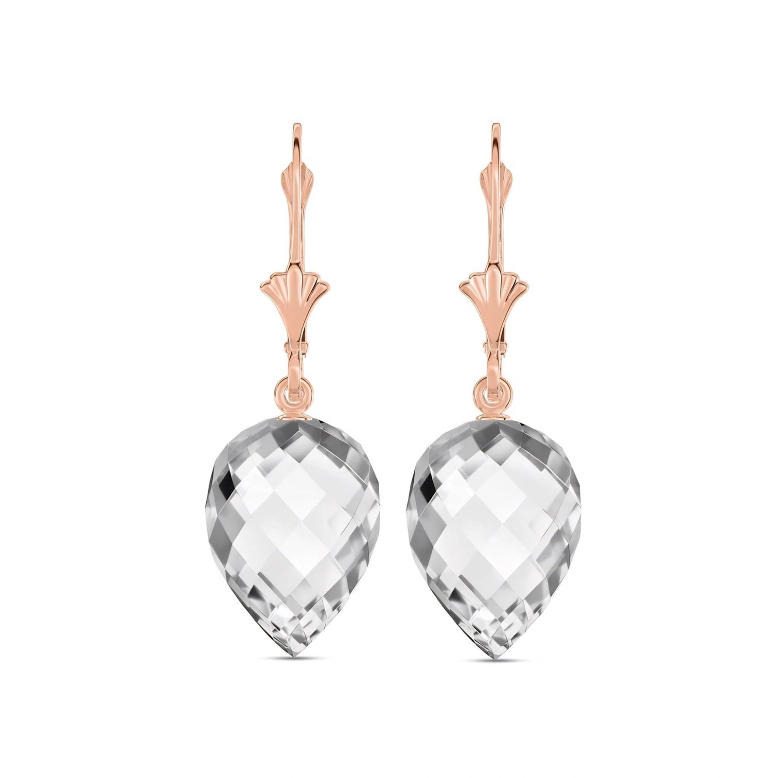 Rose Gold Earrings White Topaz 10K — Ifigenia