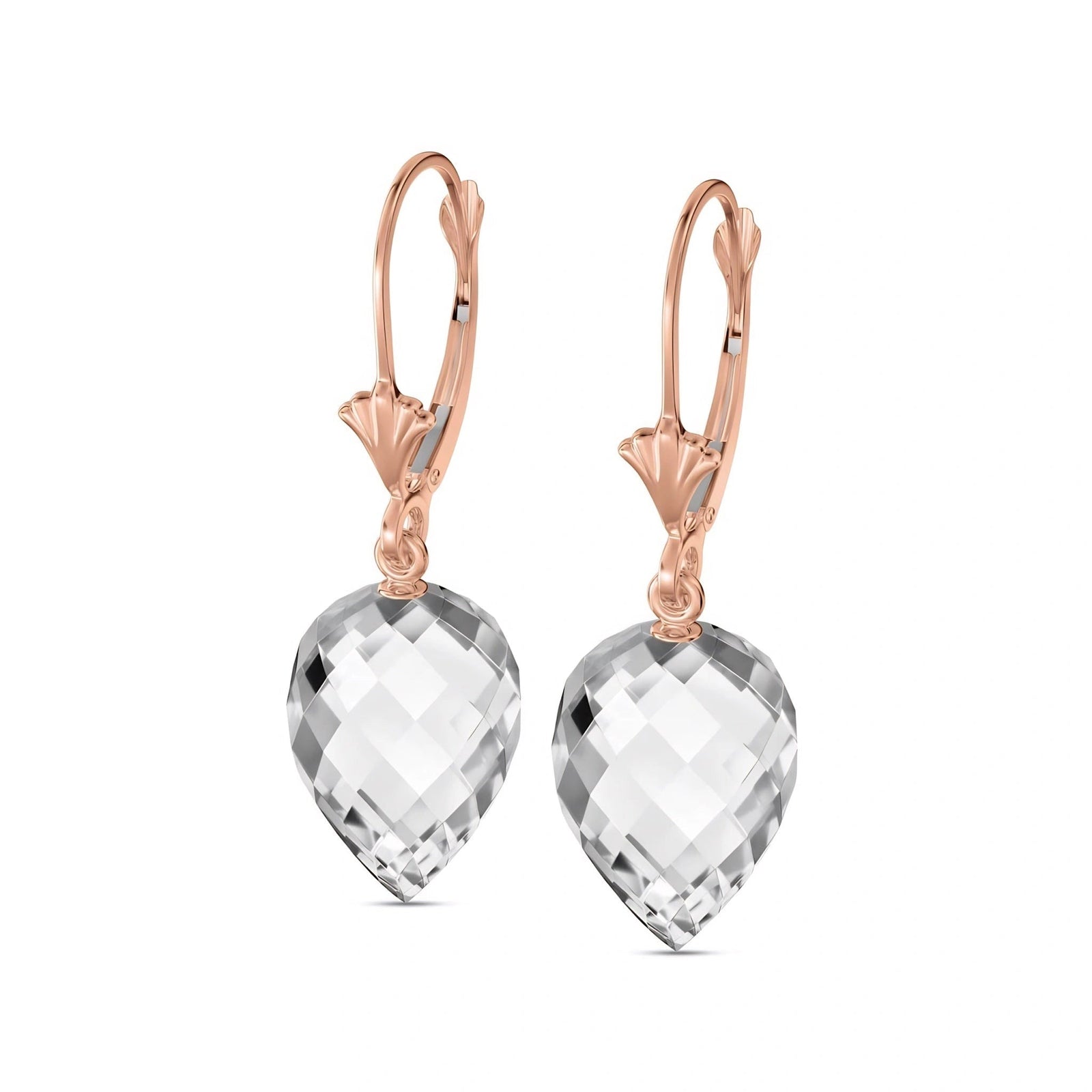 Rose Gold Earrings White Topaz 10K — Ifigenia