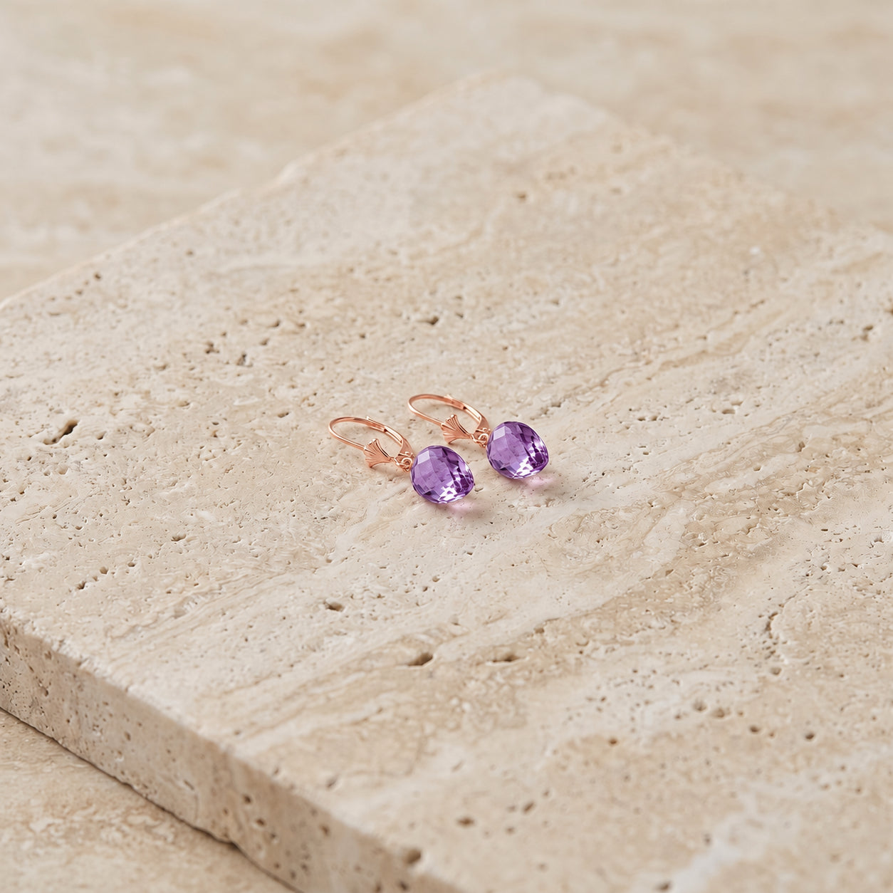 Rose Gold Earrings White Topaz 10K — Ifigenia