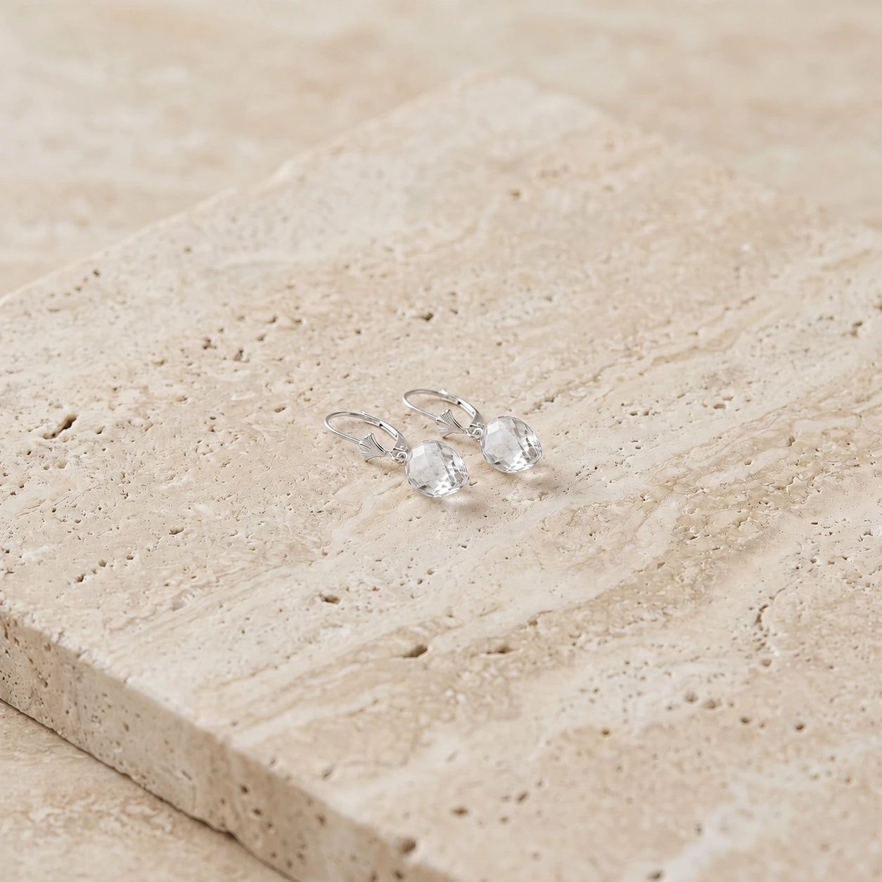 White Gold Earrings White Topaz 10K — Ifigenia