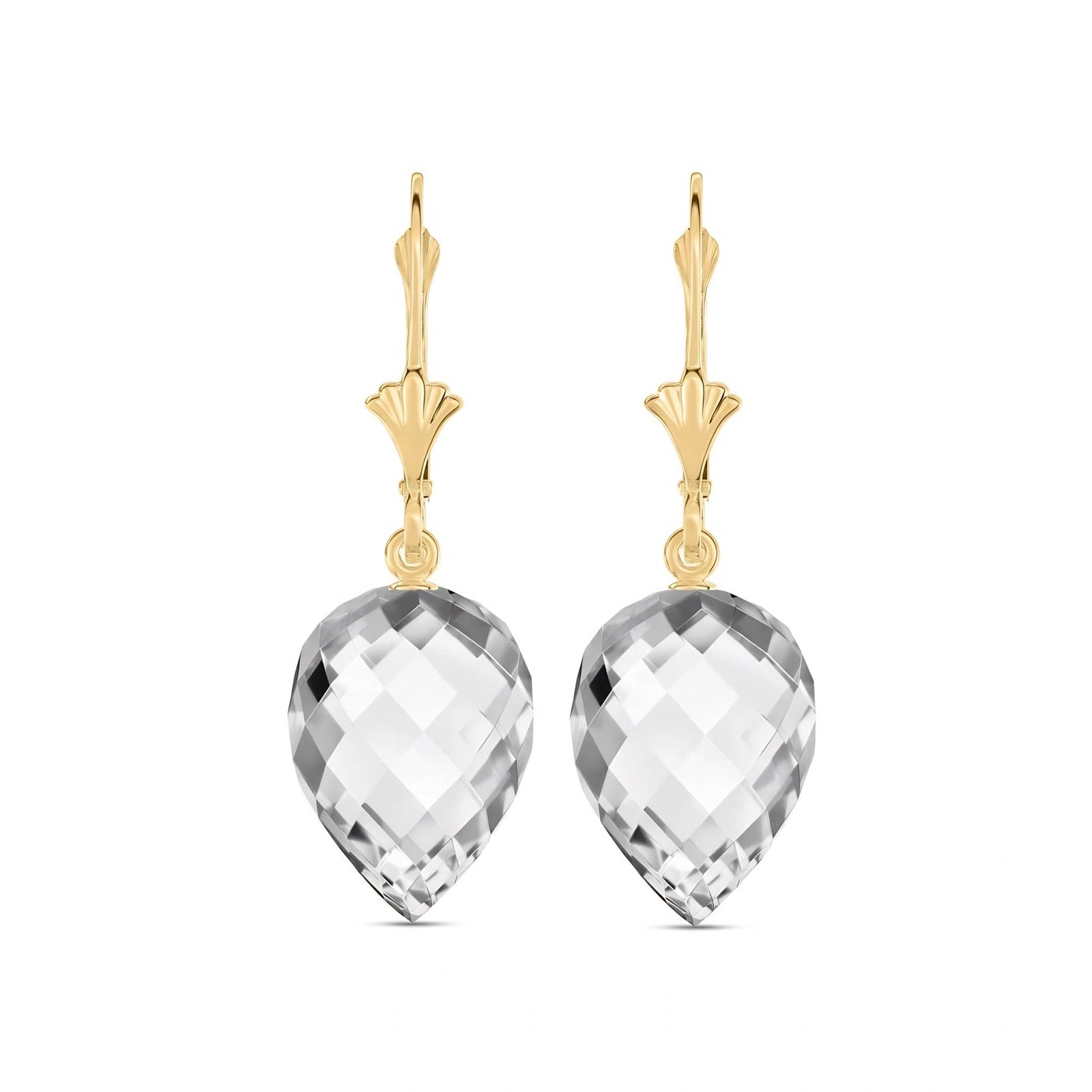 Yellow Gold Earrings White Topaz 10K — Ifigenia