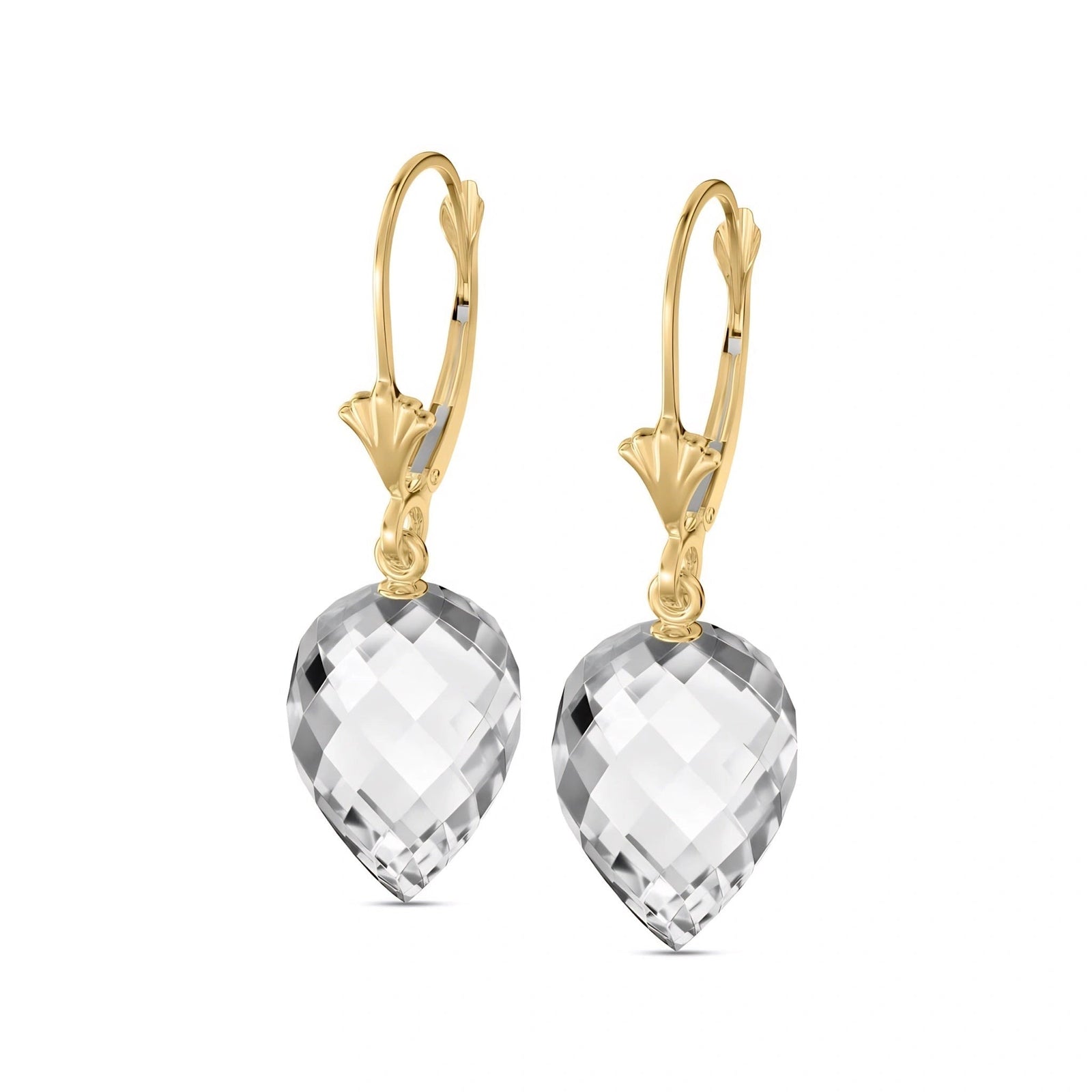 Yellow Gold Earrings White Topaz 10K — Ifigenia