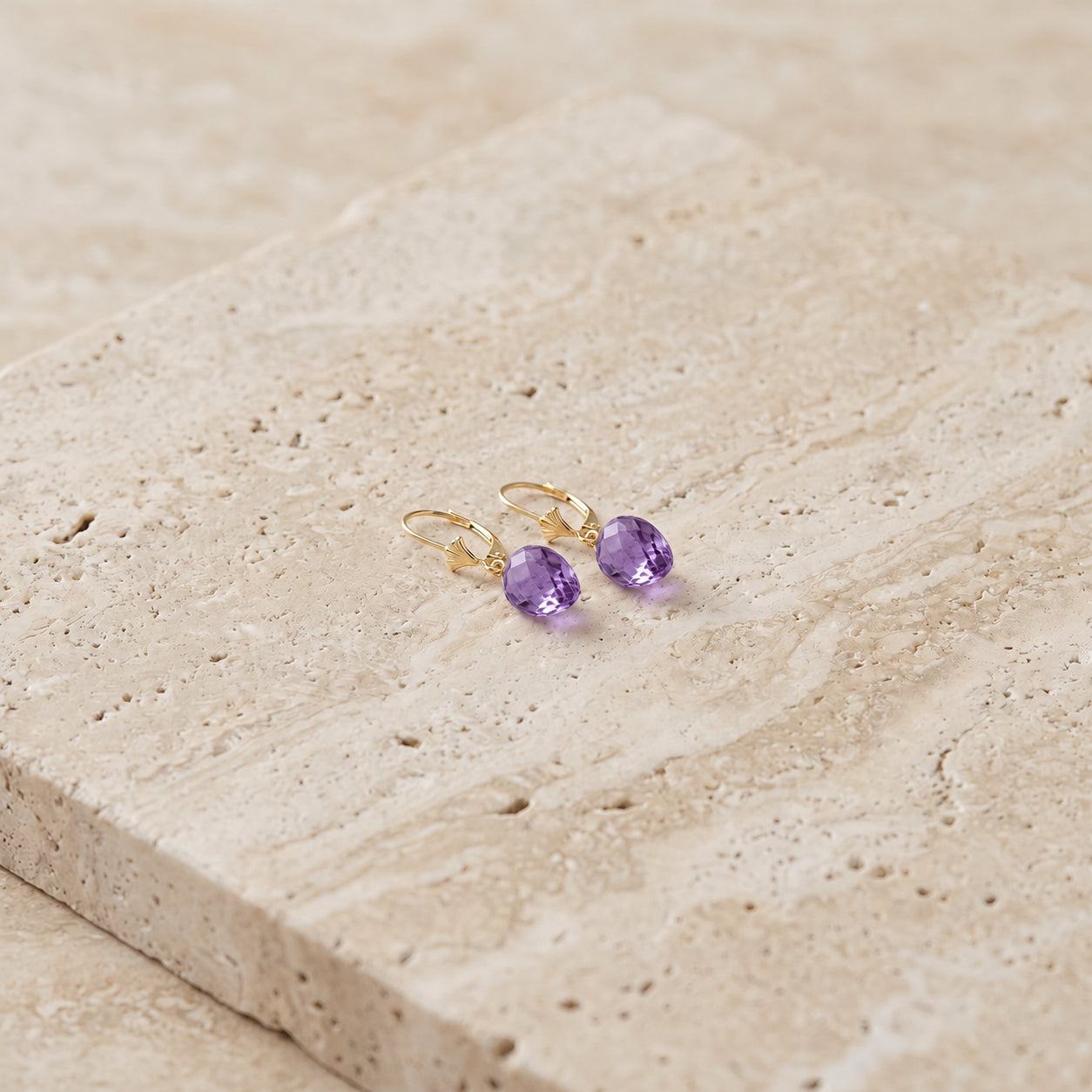 Yellow Gold Earrings White Topaz 10K — Ifigenia