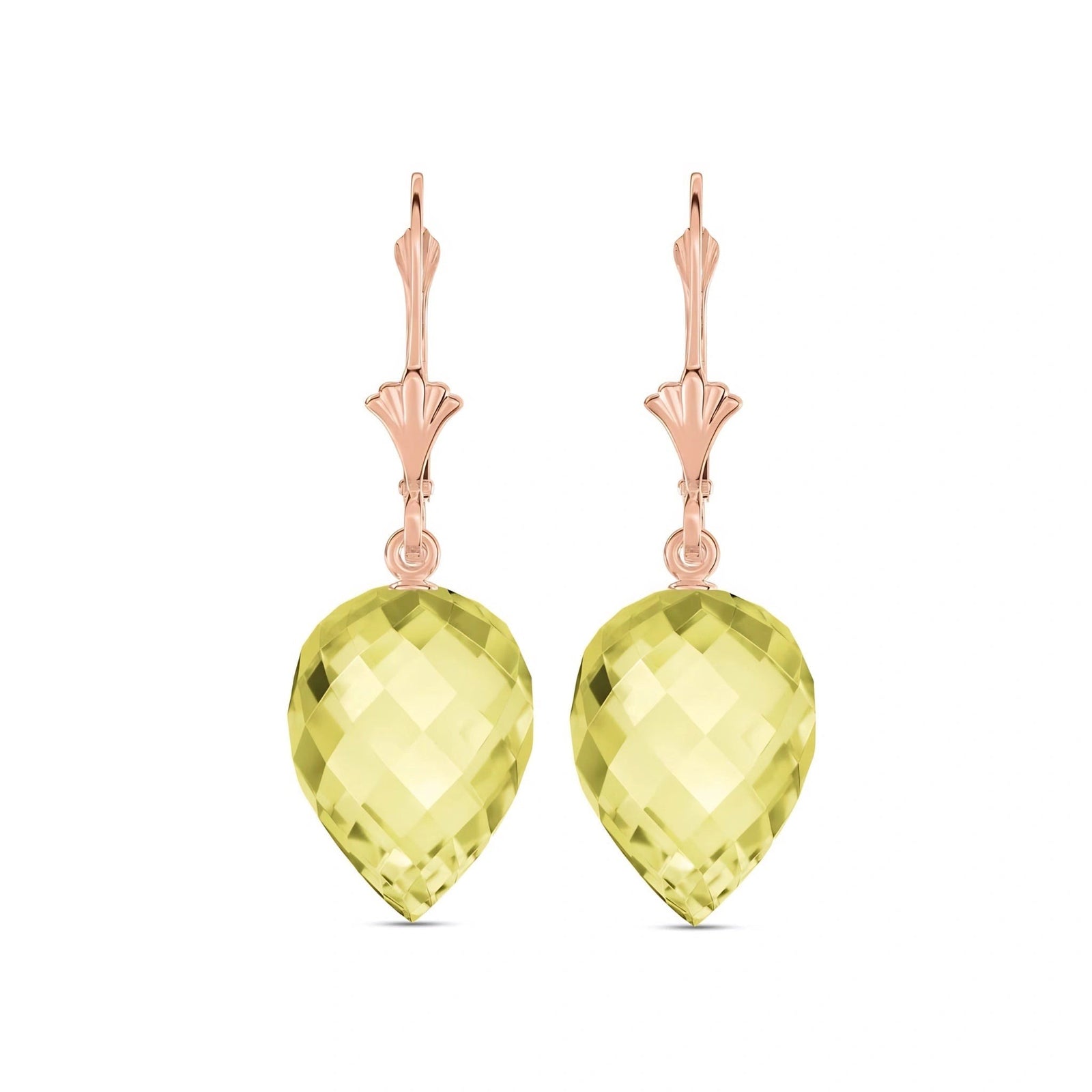 Rose Gold Earrings Lemon Quartz 10K — Ifigenia