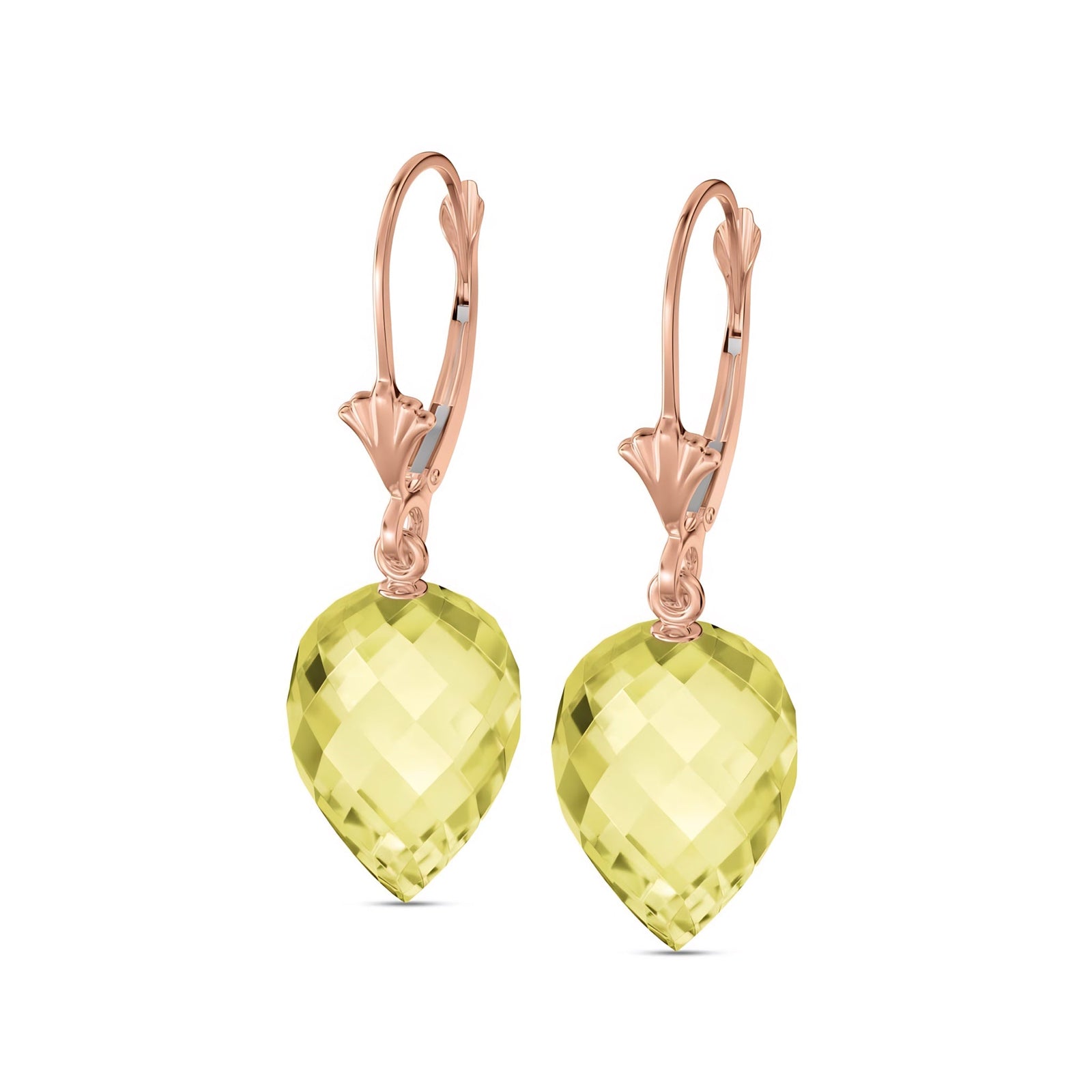 Rose Gold Earrings Lemon Quartz 10K — Ifigenia