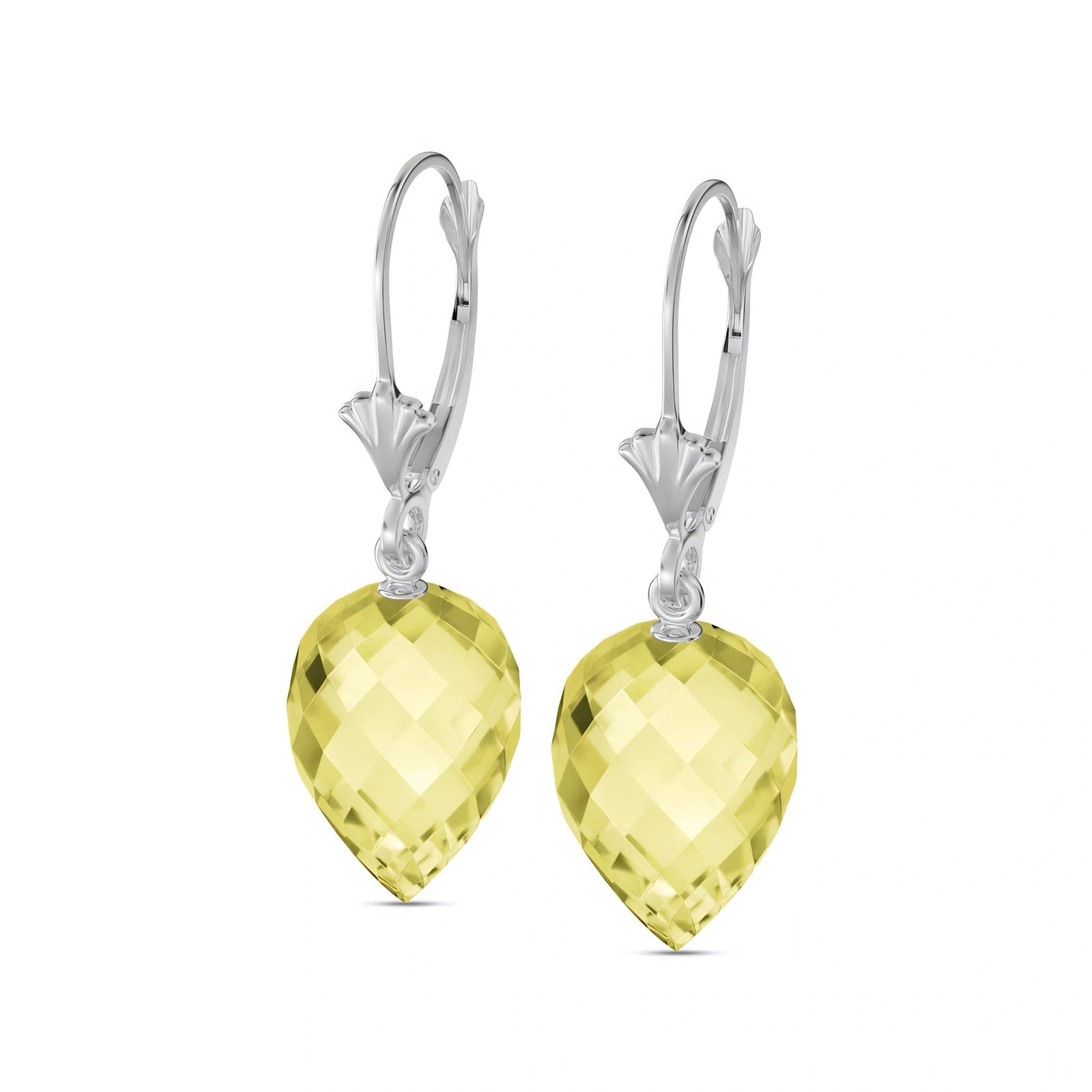 White Gold Earrings Lemon Quartz 10K — Ifigenia