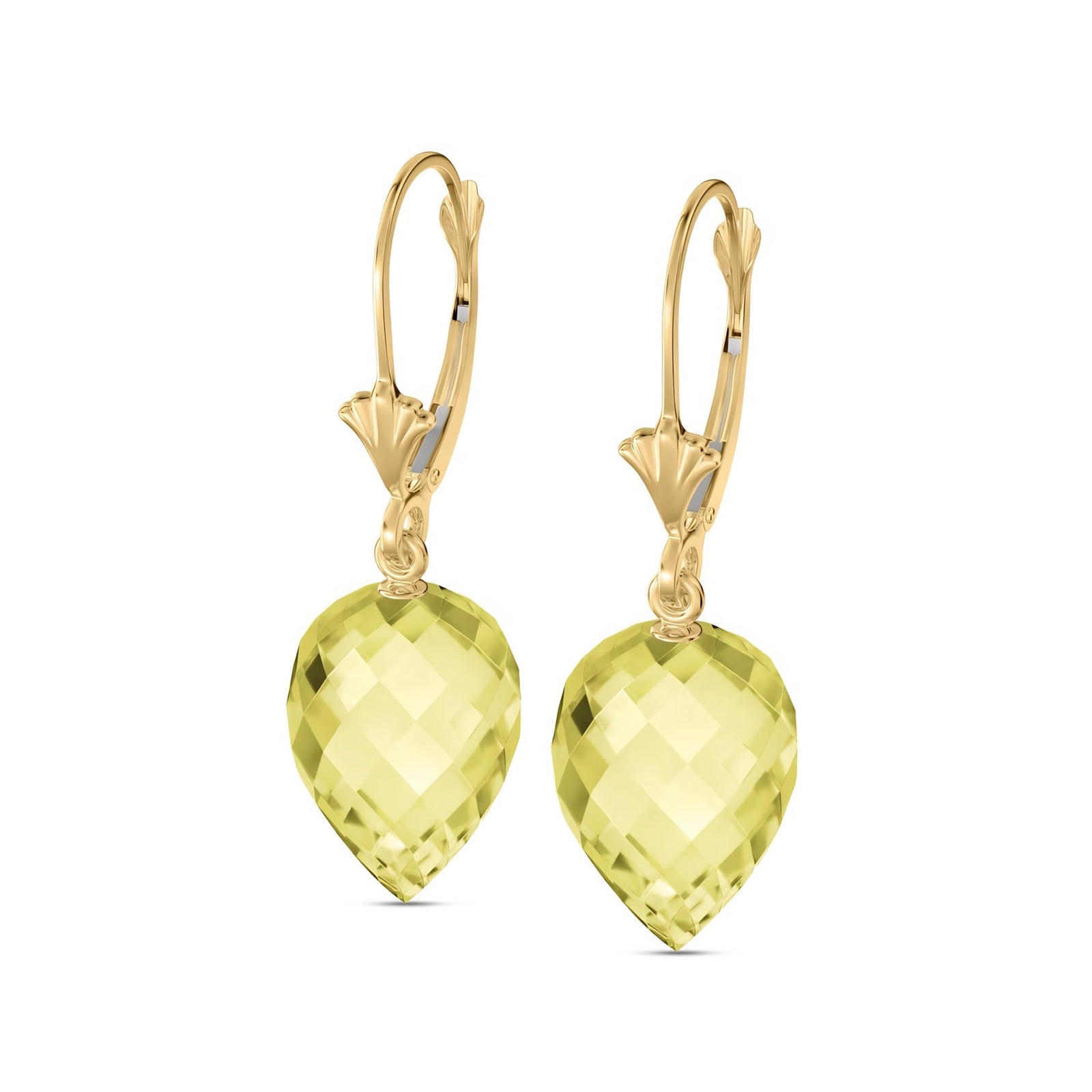 Yellow Gold Earrings Lemon Quartz 10K — Ifigenia