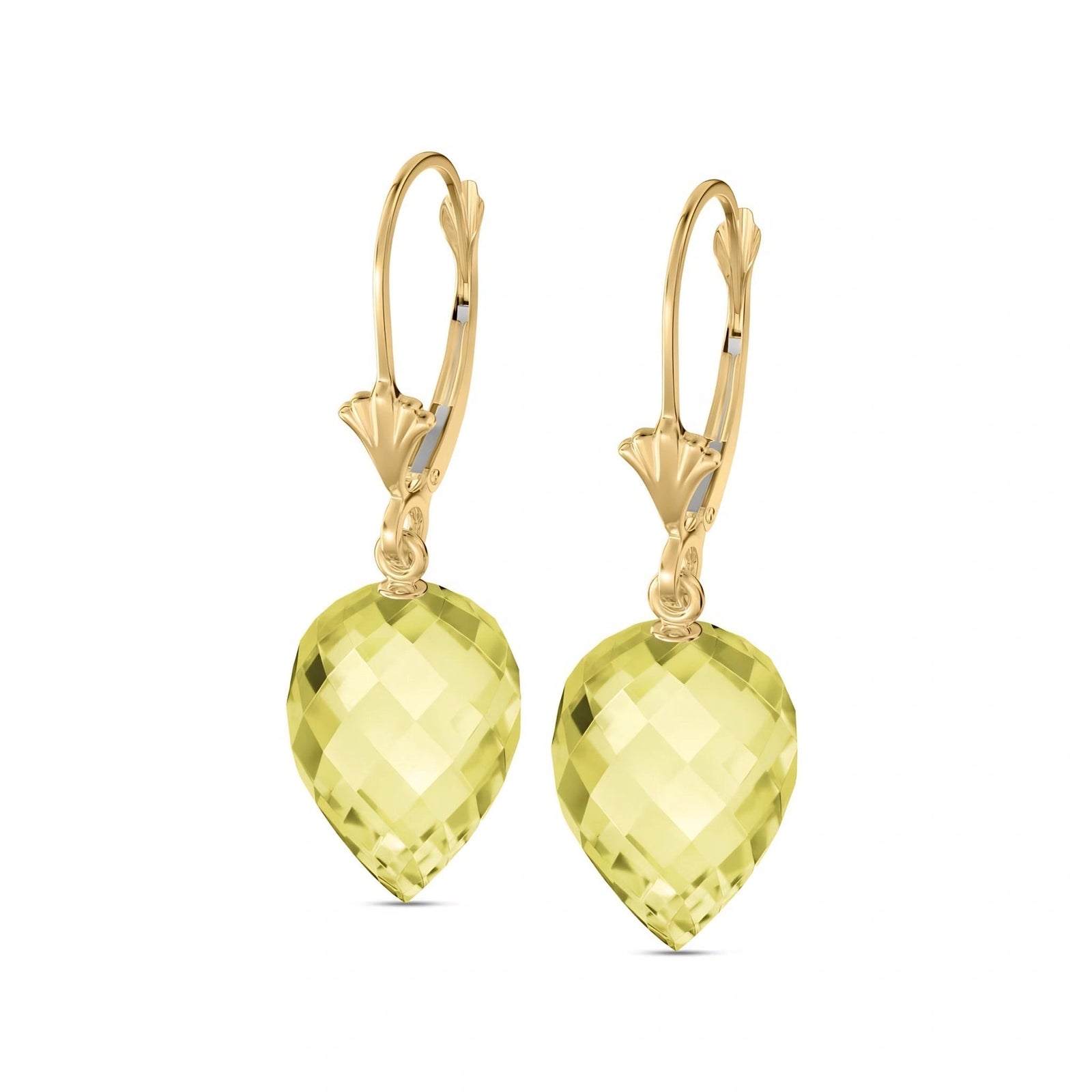 Yellow Gold Earrings Lemon Quartz 10K — Ifigenia