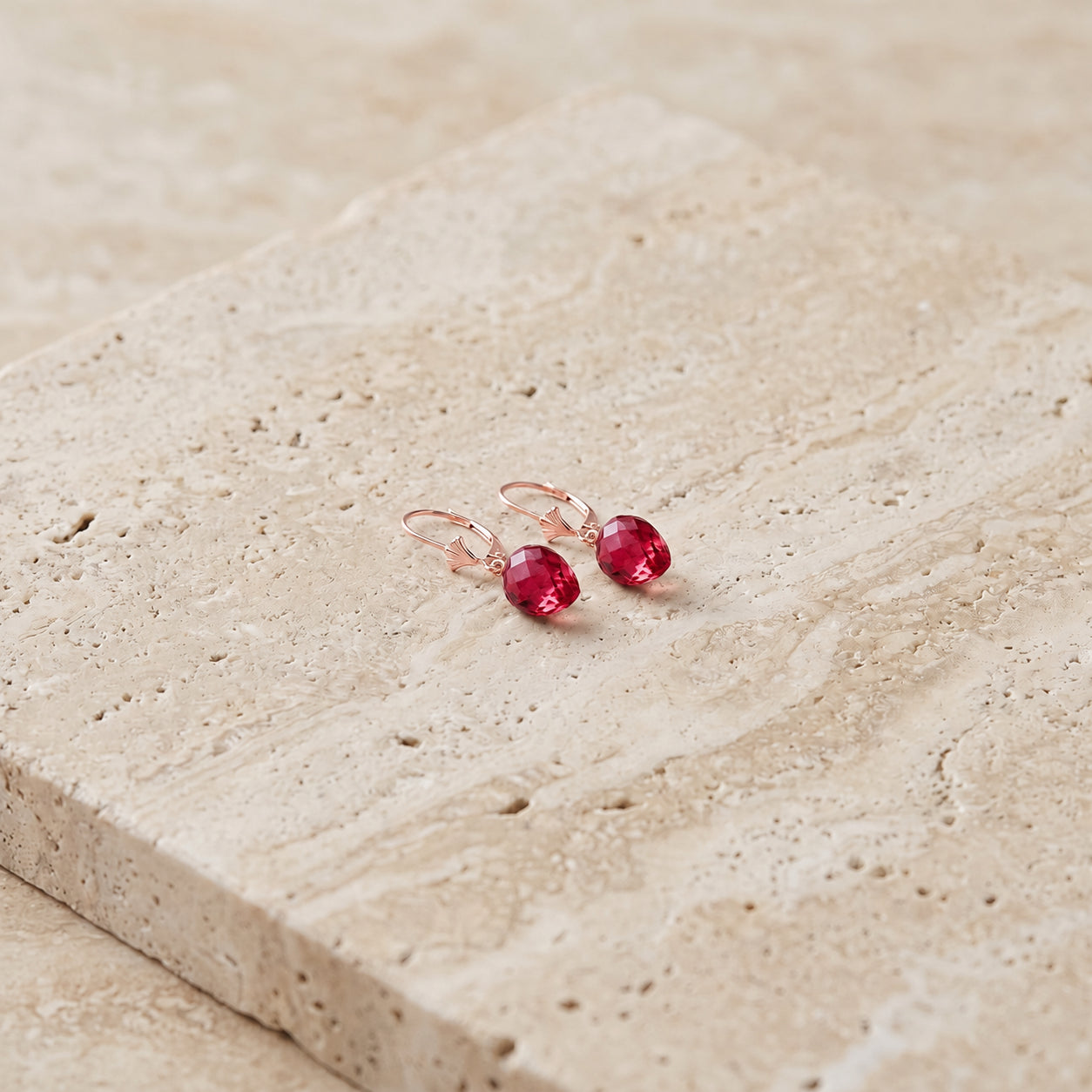 Rose Gold Earrings Spinel 10K — Ifigenia