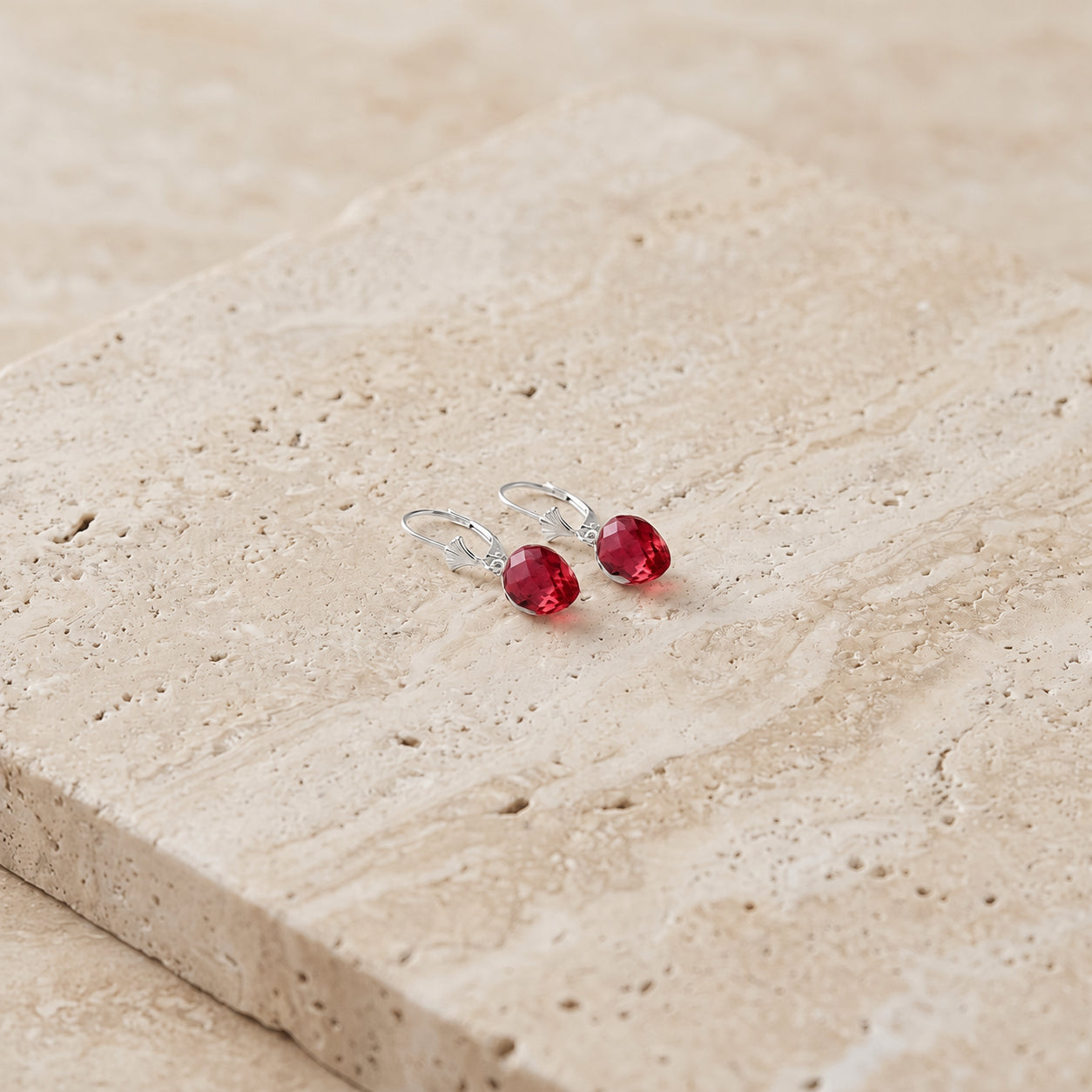 White Gold Earrings Spinel 10K — Ifigenia