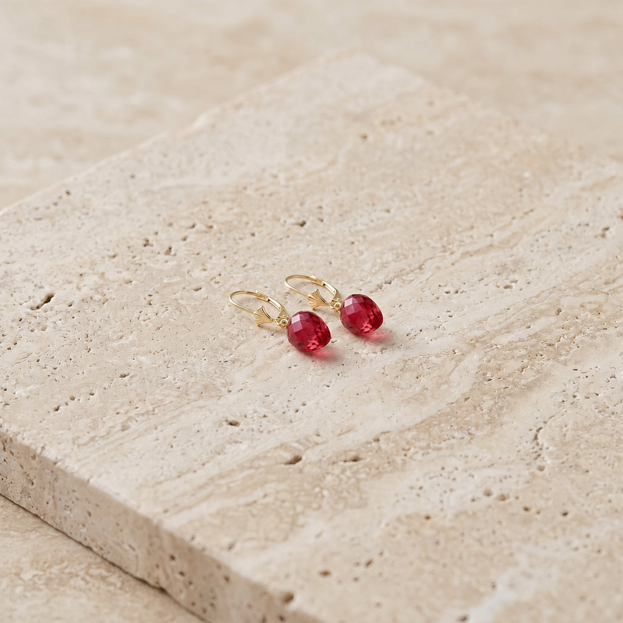 Yellow Gold Earrings Spinel 10K — Ifigenia