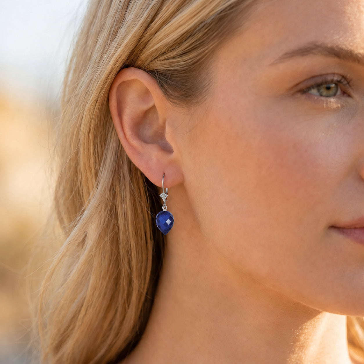 White Gold Earrings Ruby 10K — Ifigenia