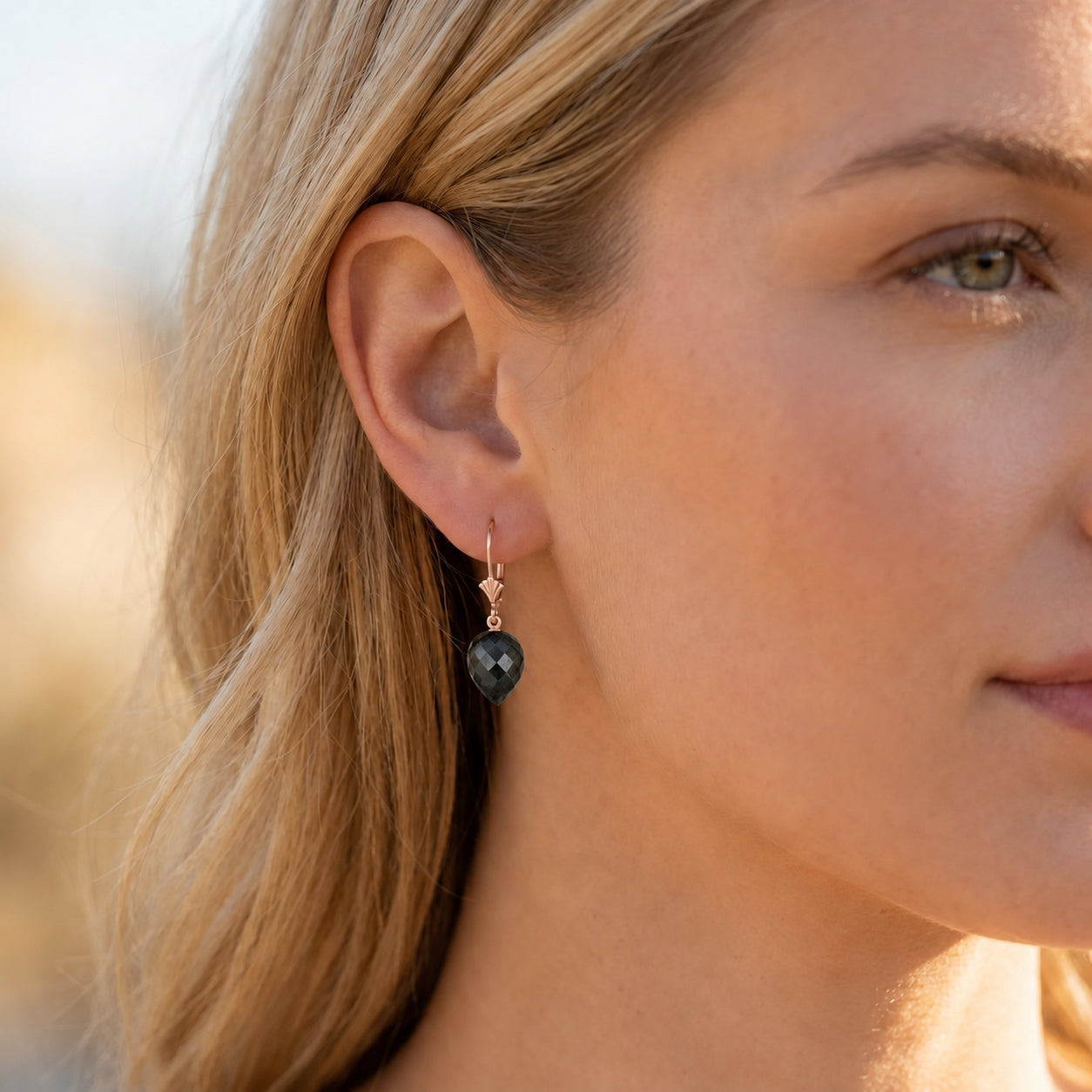 Rose Gold Earrings Sapphire 10K — Ifigenia