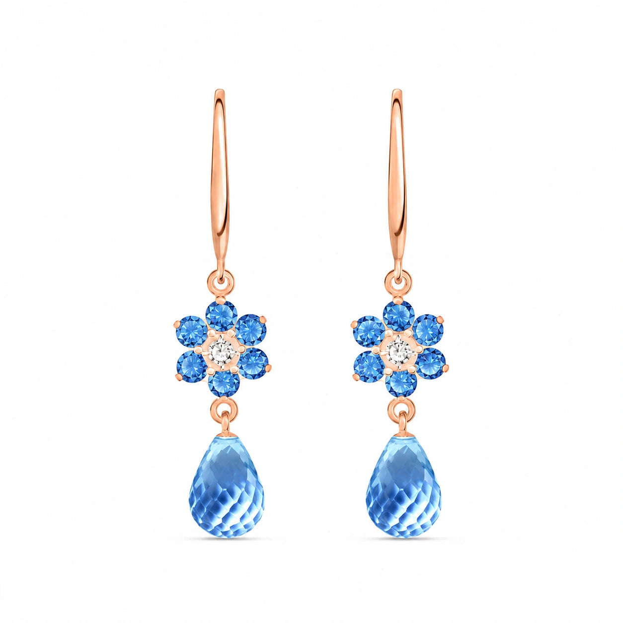 Rose Gold Diamond & Blue Topaz — Mariabattistina