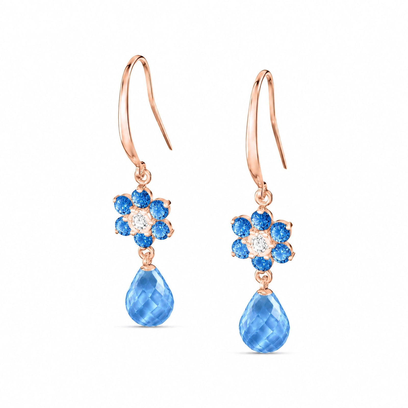 Rose Gold Diamond & Blue Topaz — Mariabattistina
