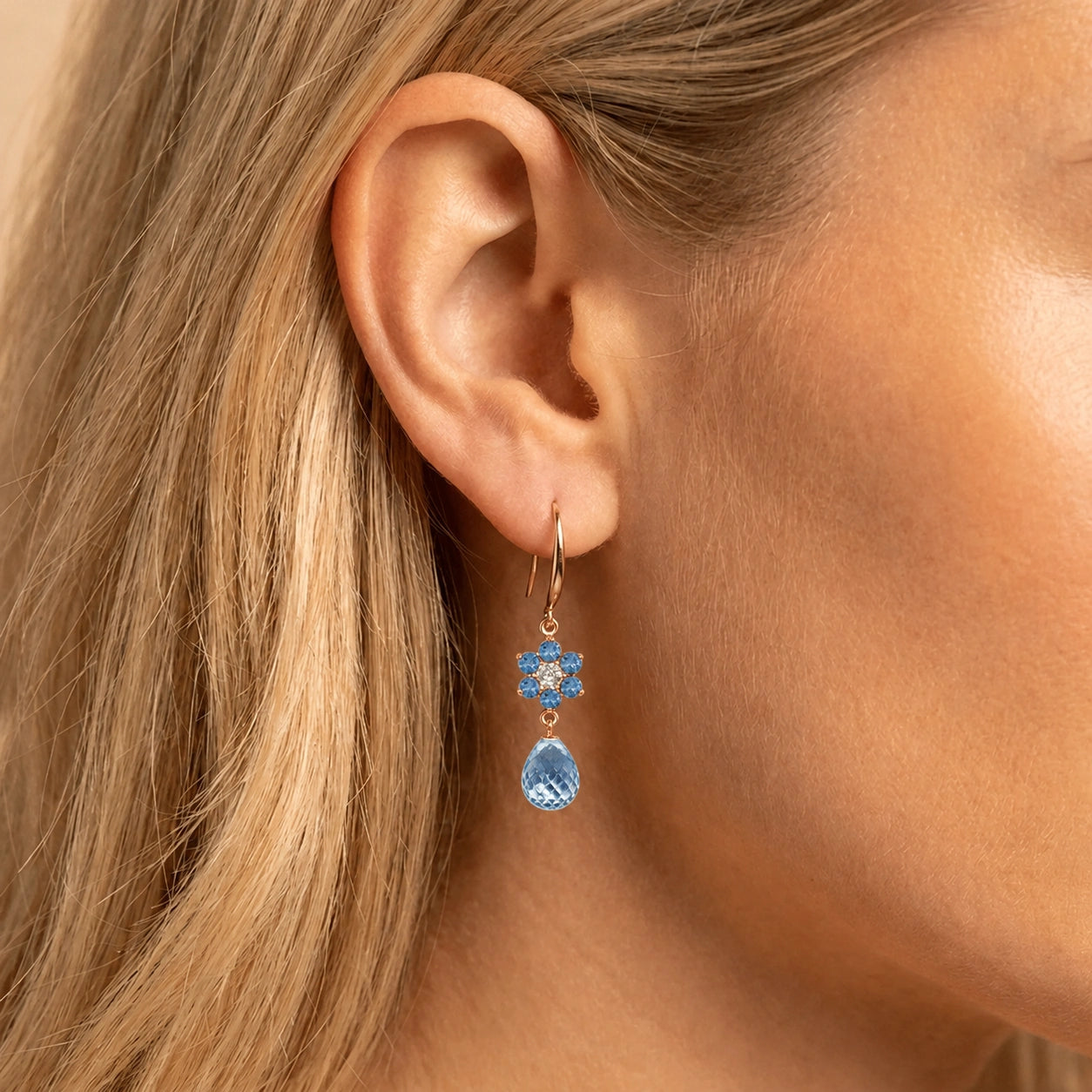 Rose Gold Diamond & Blue Topaz — Mariabattistina