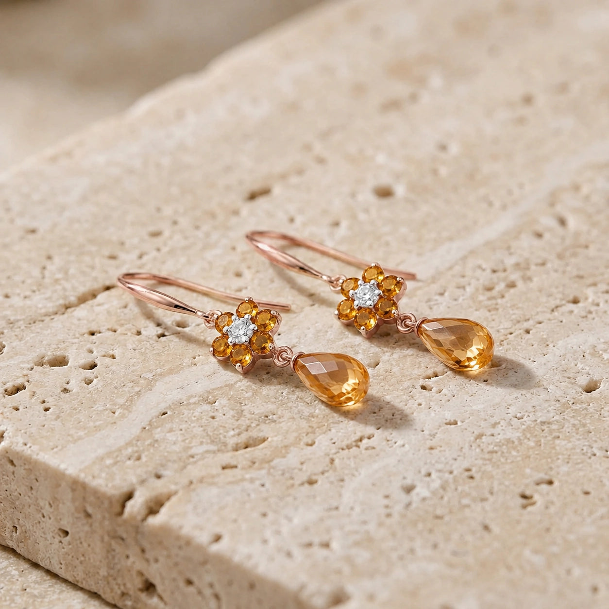 Rose Gold Diamond & Citrine — Mariabattistina