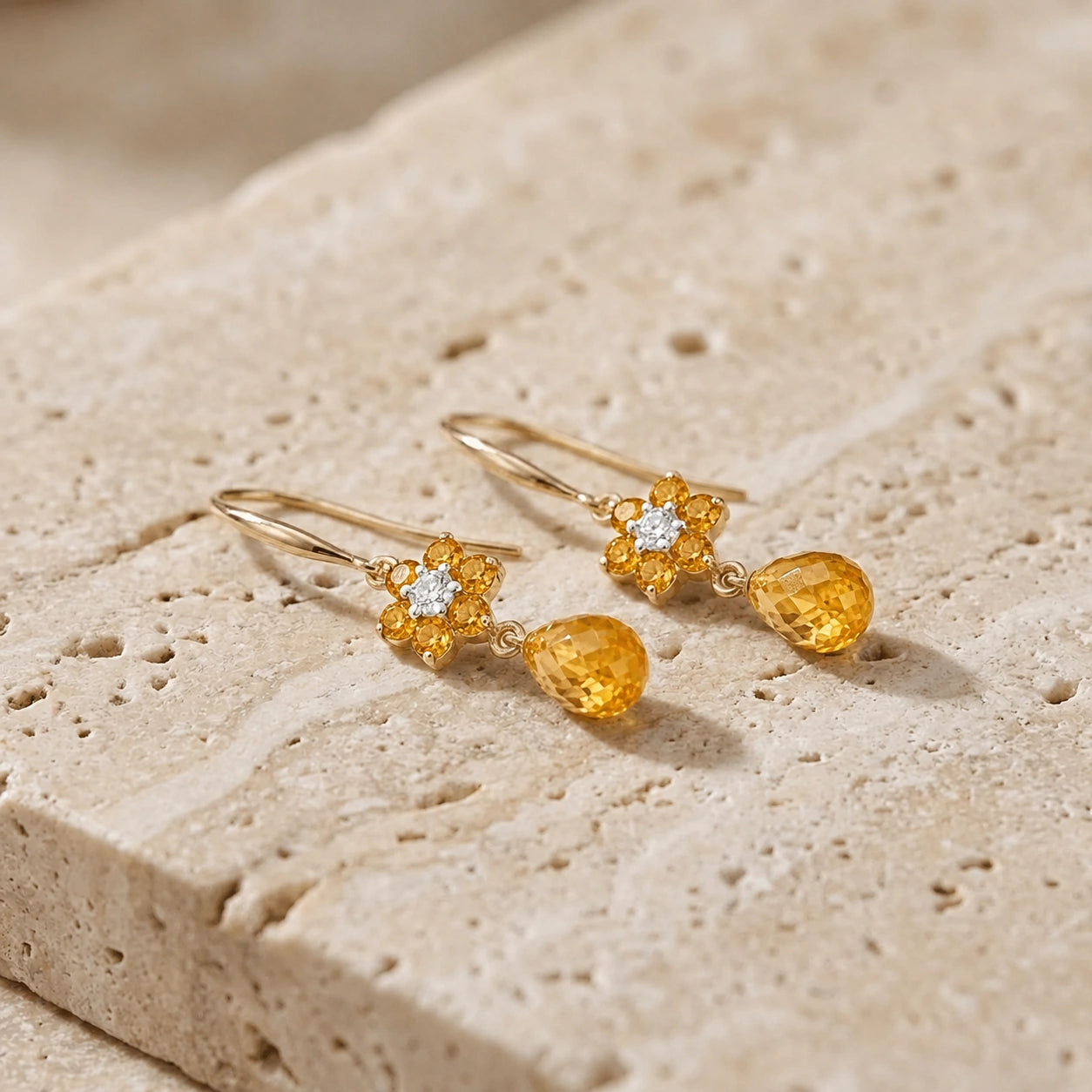 Yellow Gold Diamond & Citrine — Mariabattistina